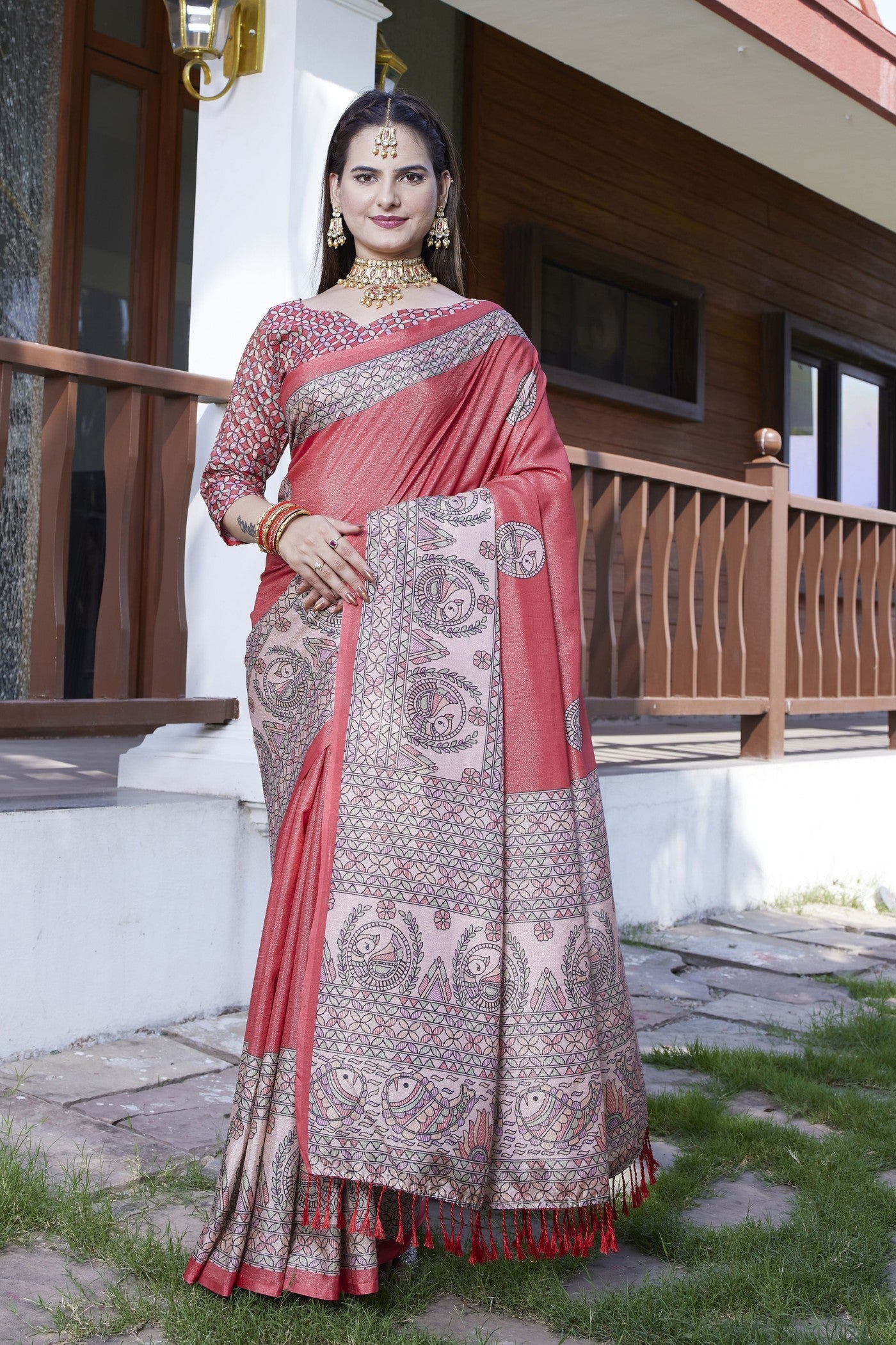 Buy MySilkLove Merlot Red Banarasi Digital Printed Saree Online