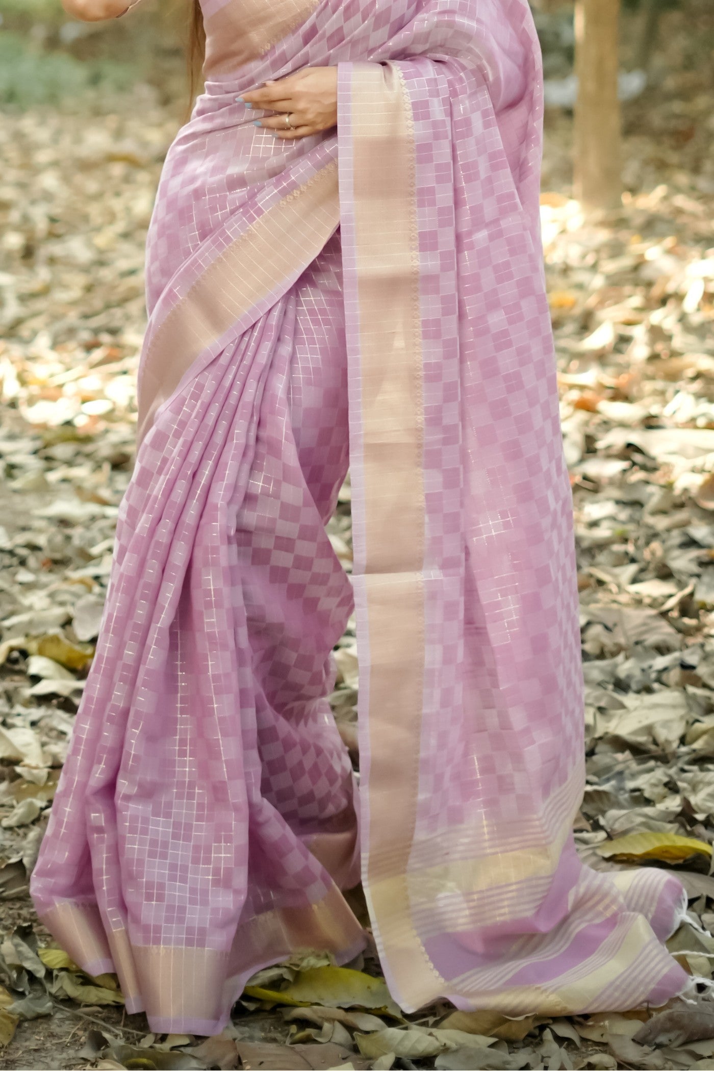 Buy MySilkLove Light Mauve Purple Banarasi Raw Silk Saree Online