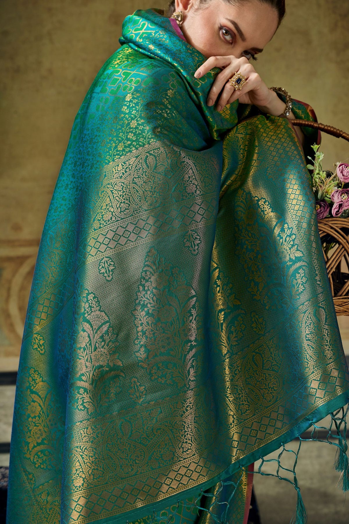 Buy MySilkLove Forest Green Kanjivaram Handloom Saree Online