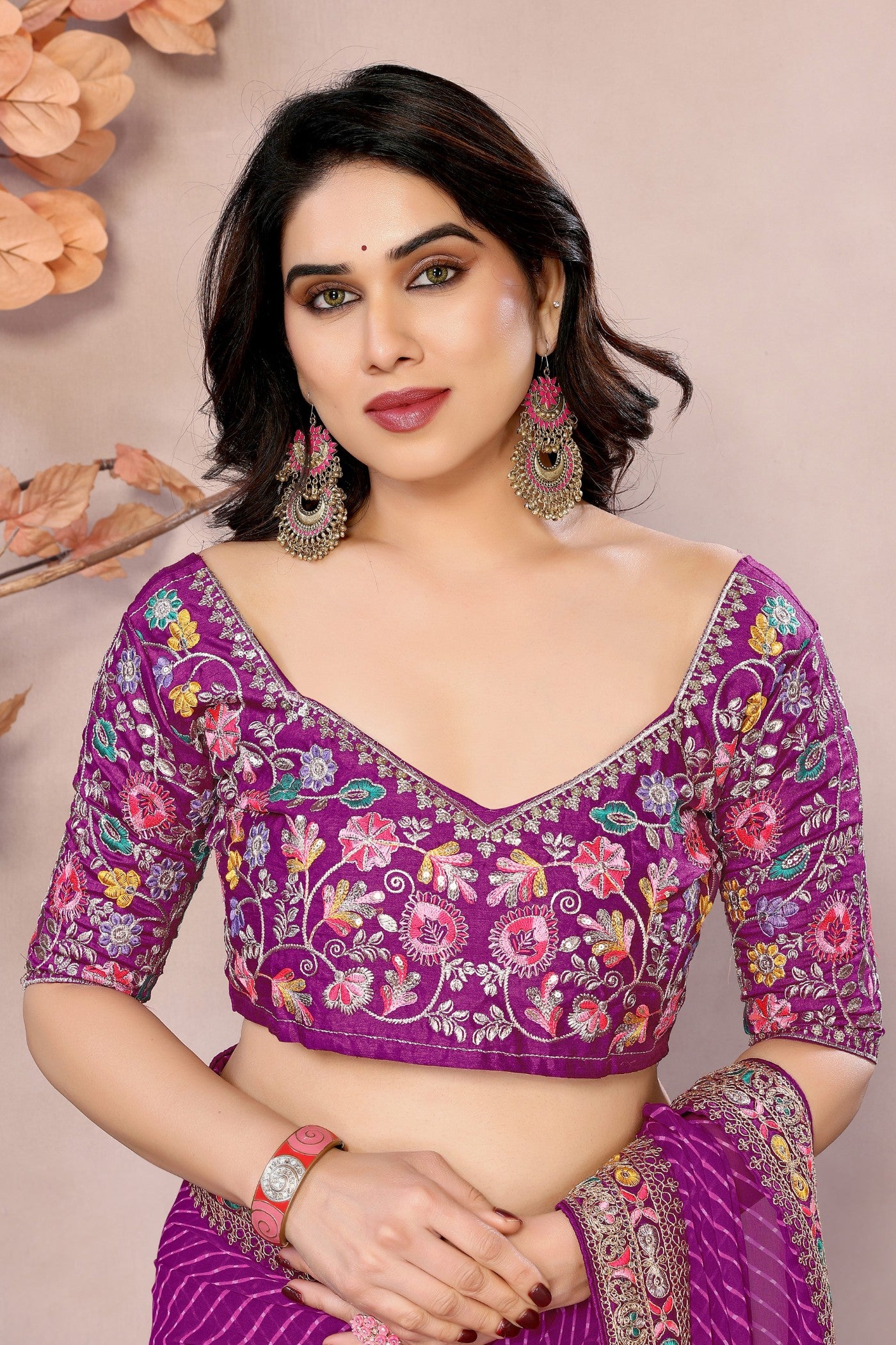 Buy MySilkLove Berry Purple Georgette Designer Partywear Saree Online