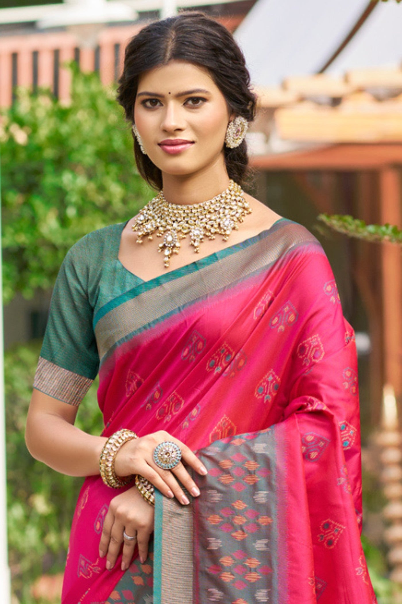 Buy MySilkLove Magenta Pink Ikkat Soft Silk Saree Online