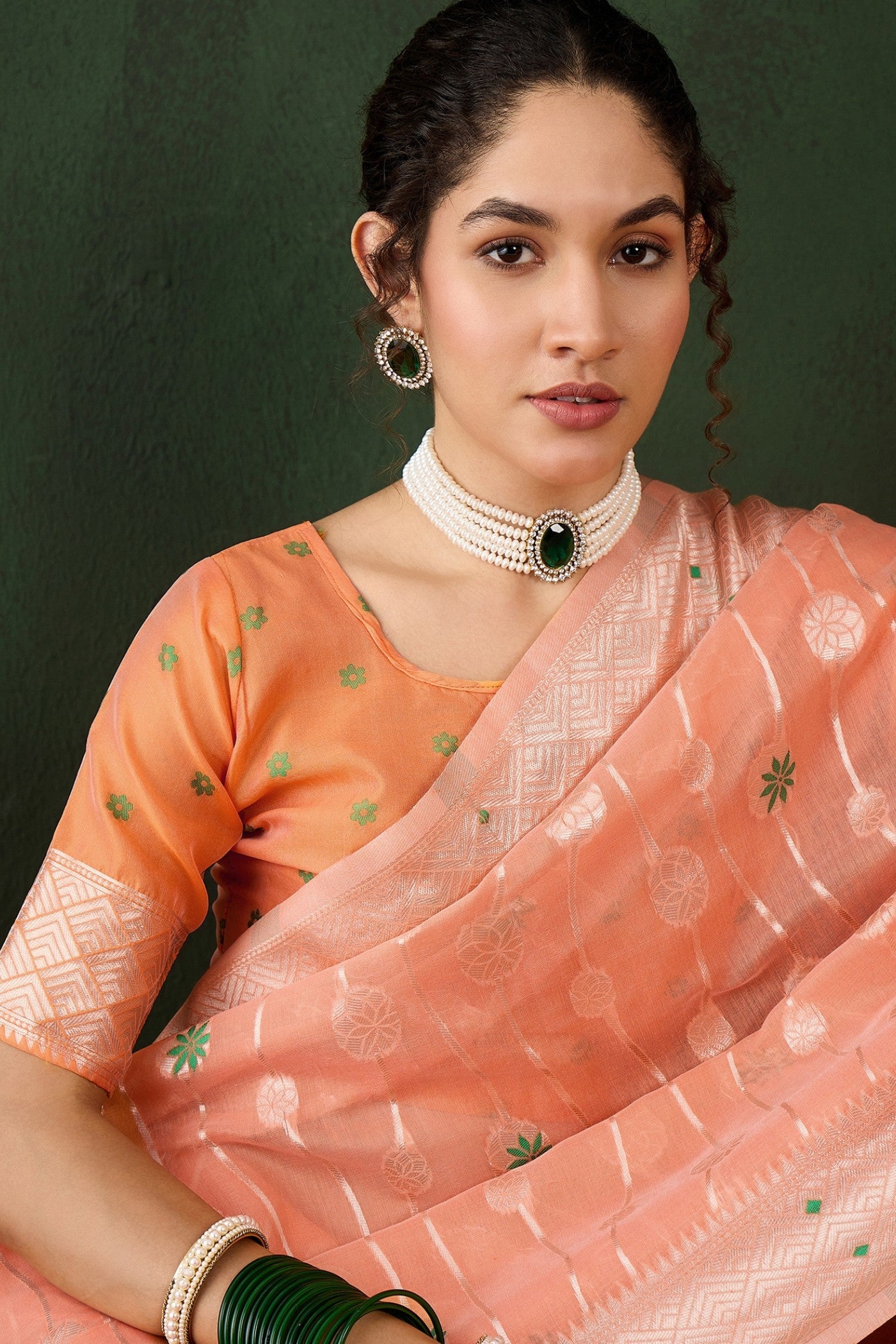 Buy MySilkLove Plum Peach Woven Cotton Saree Online