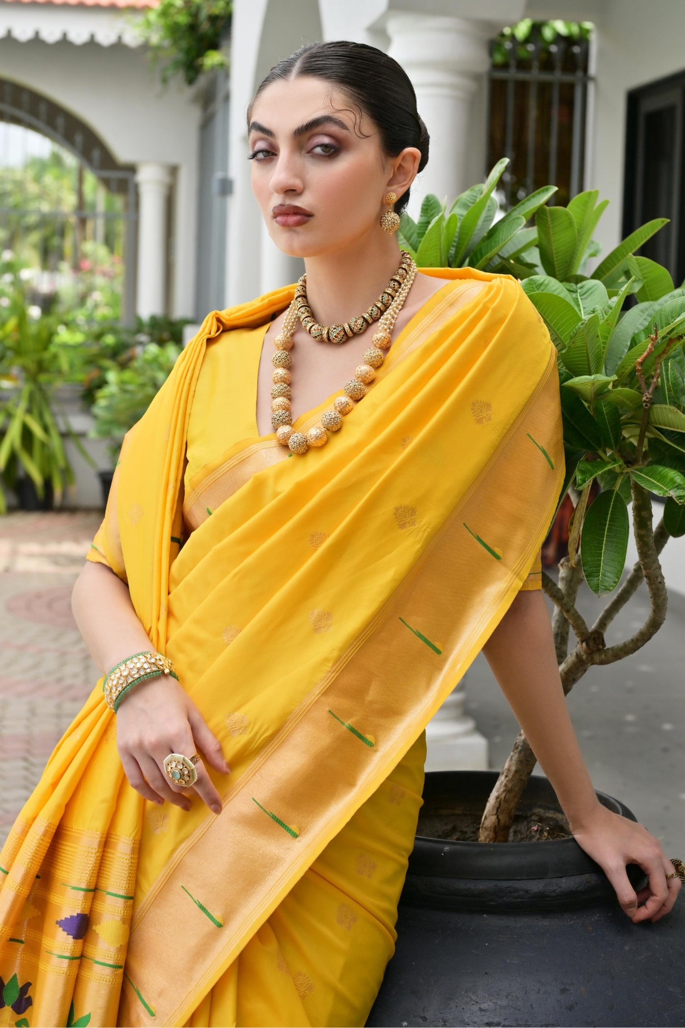 MySilkLove Sunflower Yellow Woven Paithani Saree