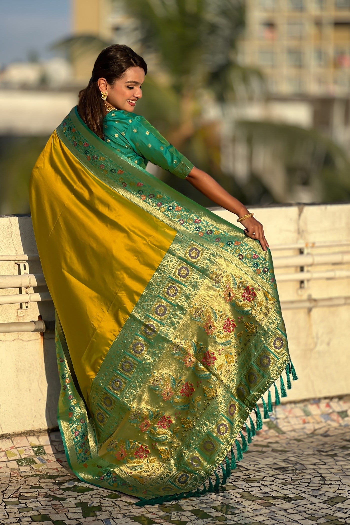 Buy MySilkLove Muddy Yellow Zari Woven Paithani Saree Online