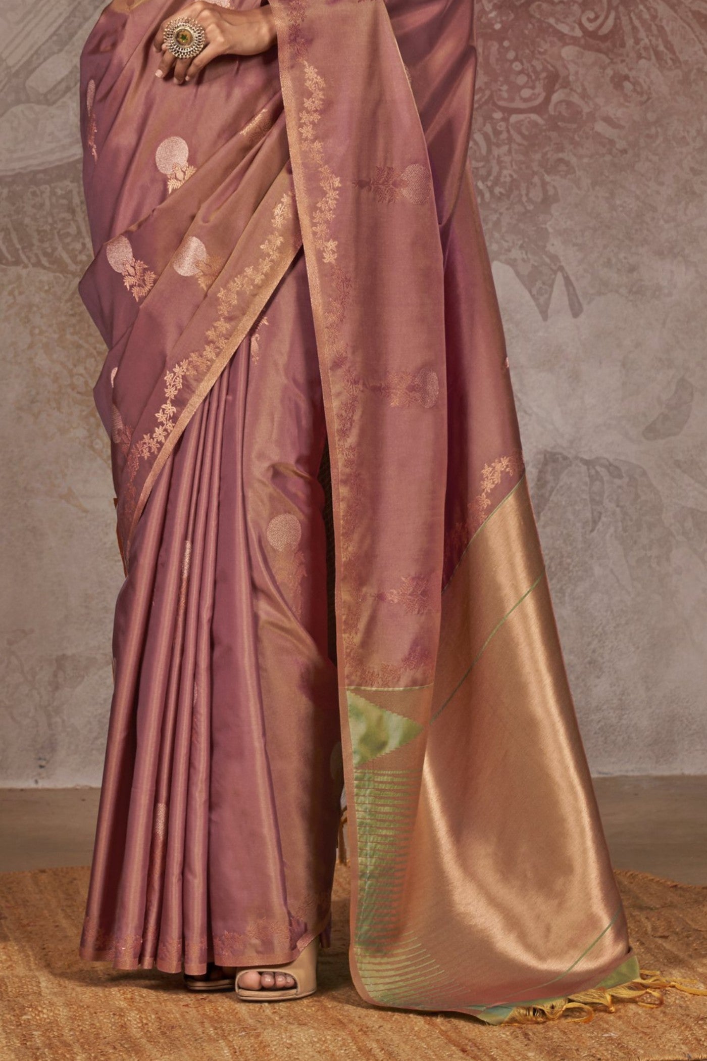 Buy MySilkLove Caramel Brown Two Tone Banarasi Handloom Saree Online