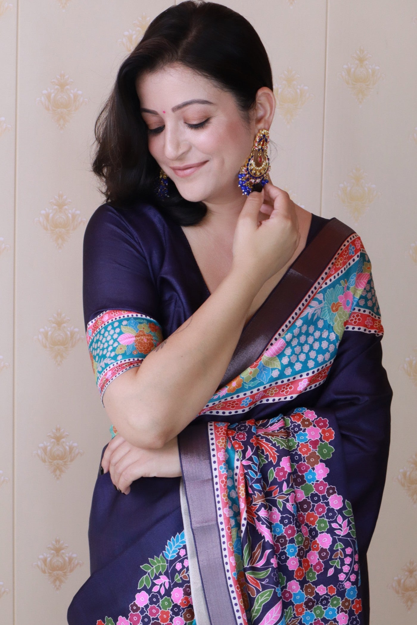 MySilkLove Holy Blue Banarasi Printed Saree