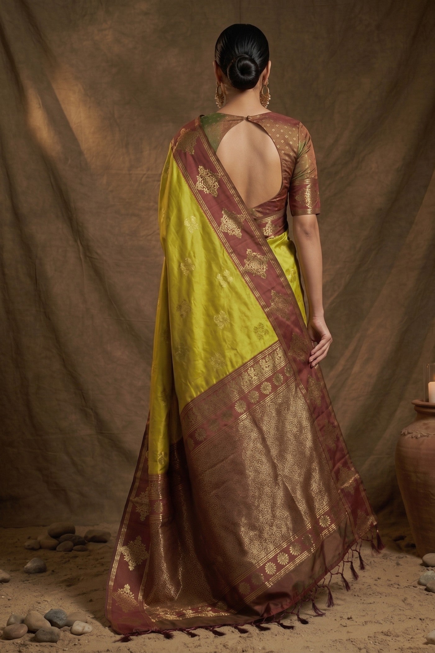 Buy MySilkLove Trombone Yellow Woven Banarasi Soft Silk Saree Online