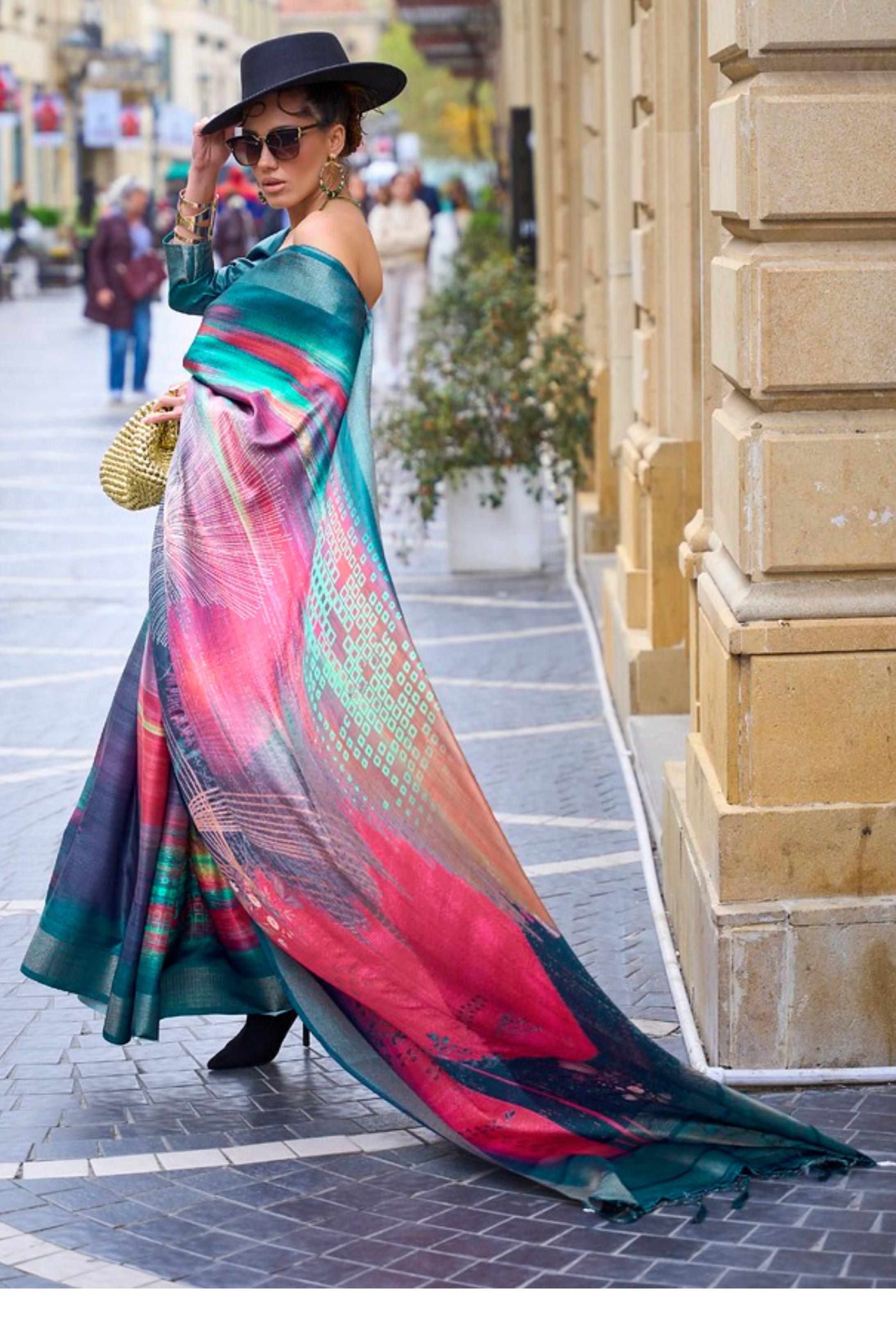 MySilkLove Orient Blue and Pink Handloom Gaji Silk Saree