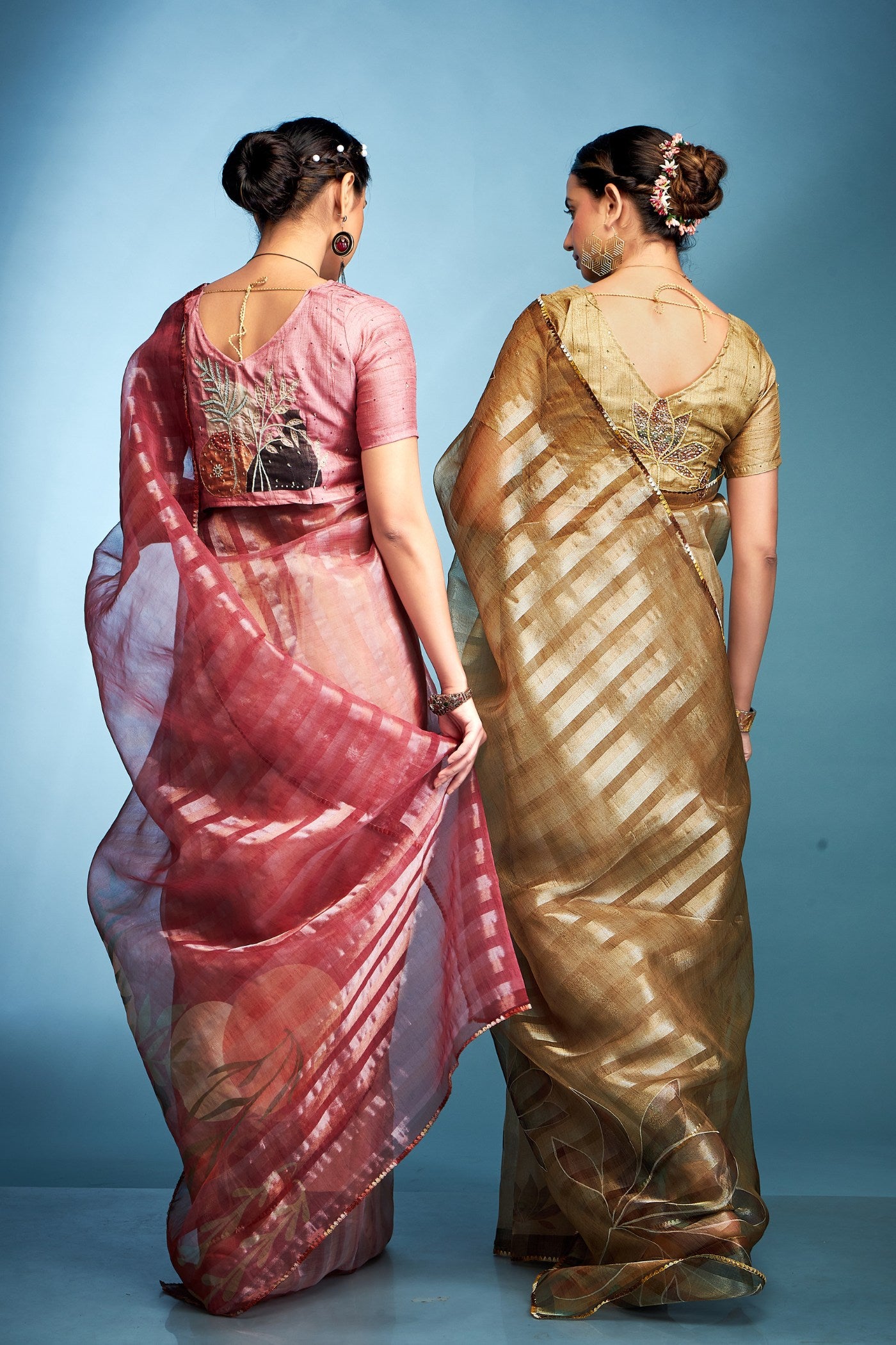 Buy MySilkLove Mulberry Pink Printed Tissue Saree Online