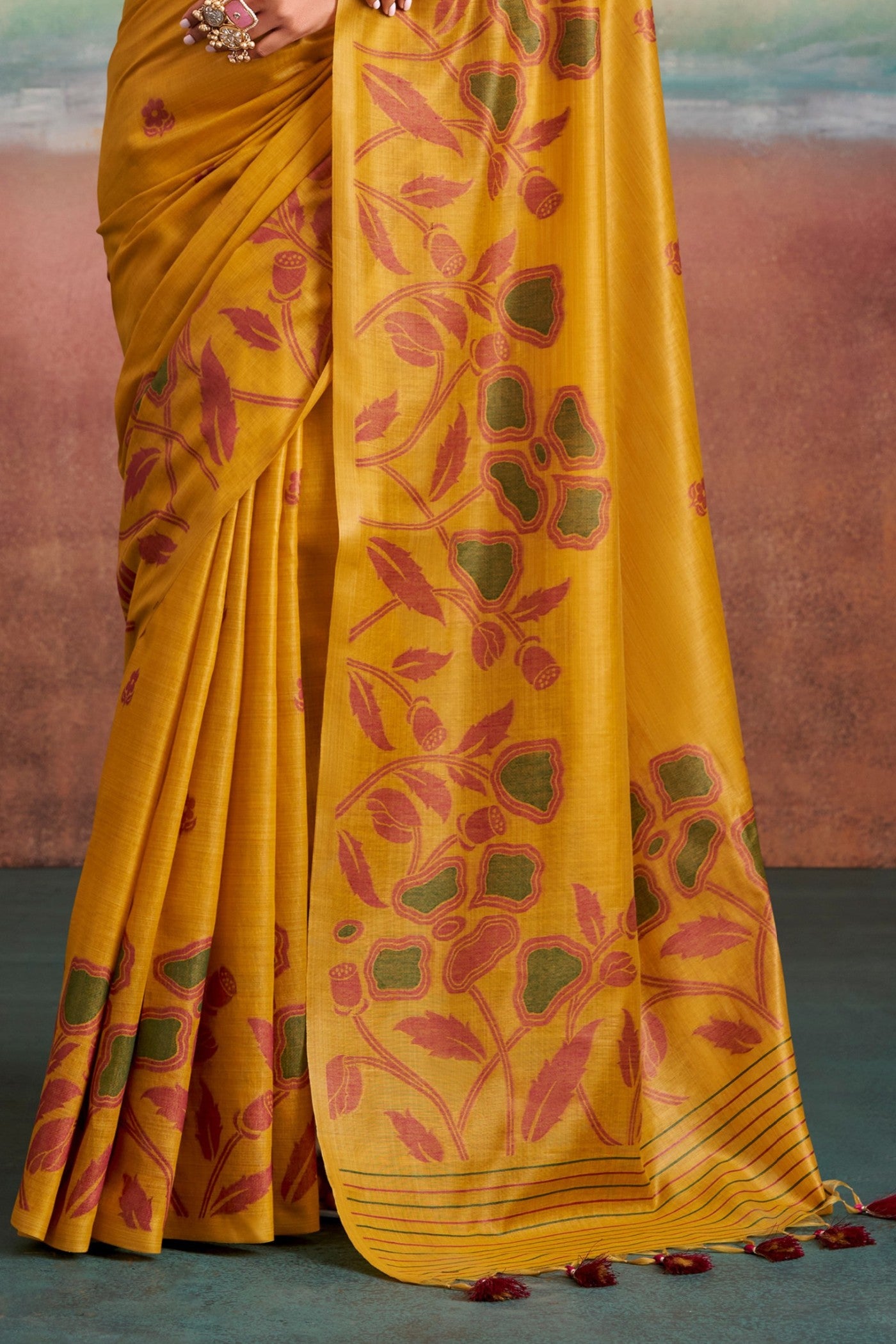 Buy MySilkLove Jonquil Yellow Handloom Modal Silk Saree Online