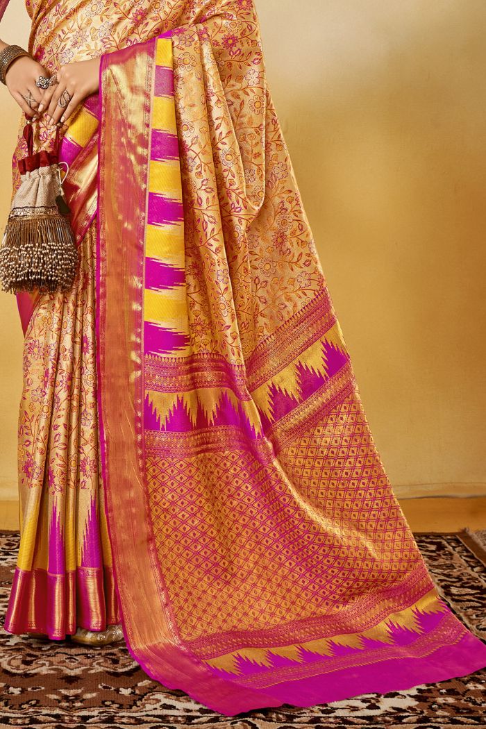 Buy MySilkLove Manhattan Orange Woven Kanjivaram Saree Online