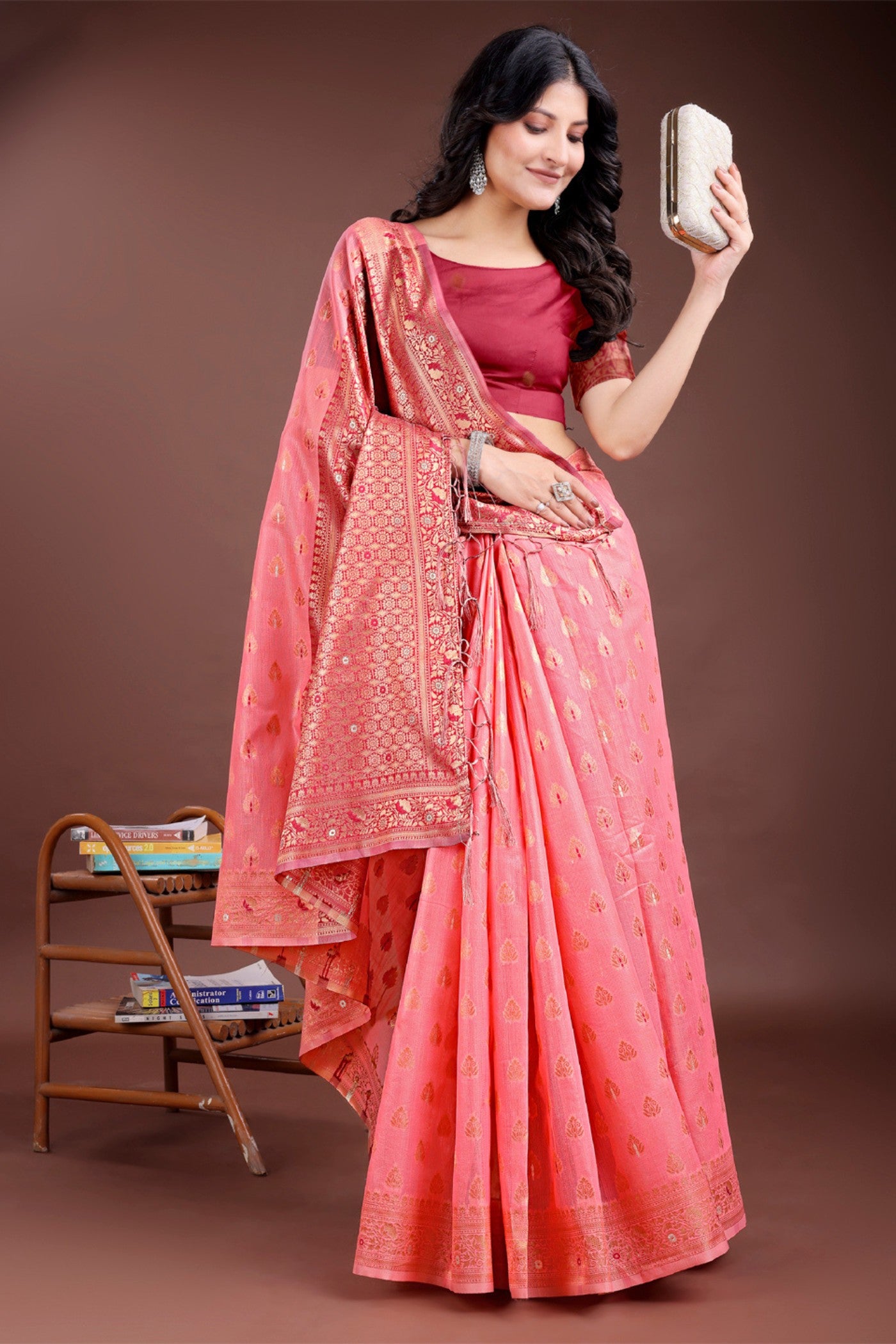 MySilkLove Lotus Pink Linen Cotton Saree