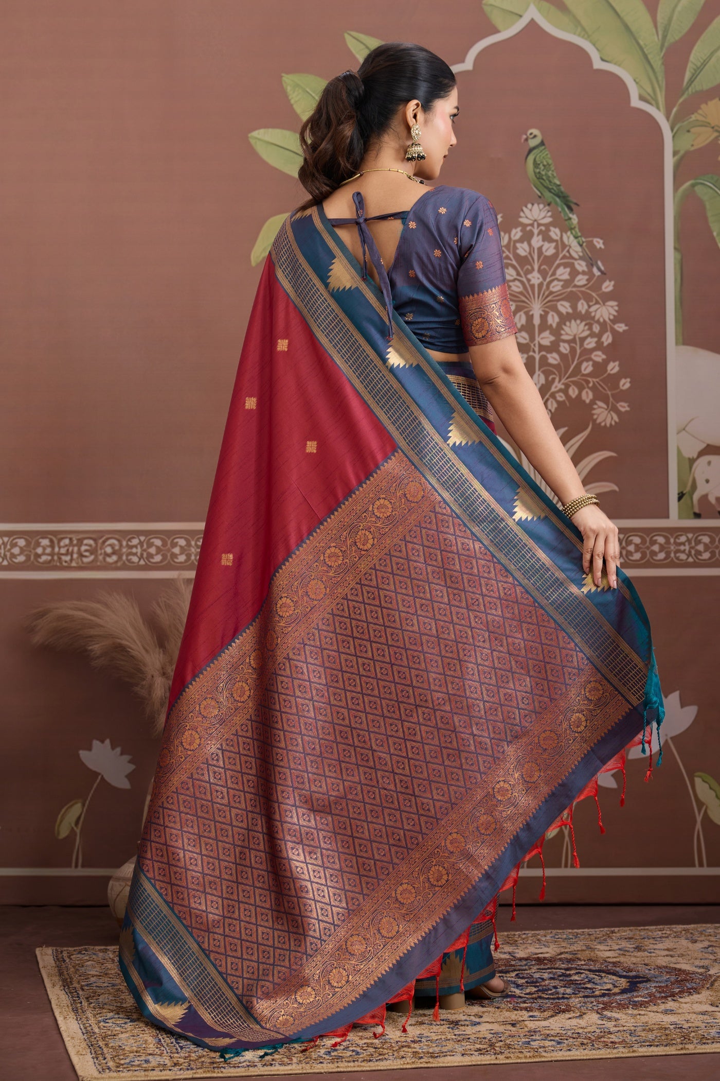 Buy MySilkLove Sangria Maroon Handloom Tussar Silk Saree Online