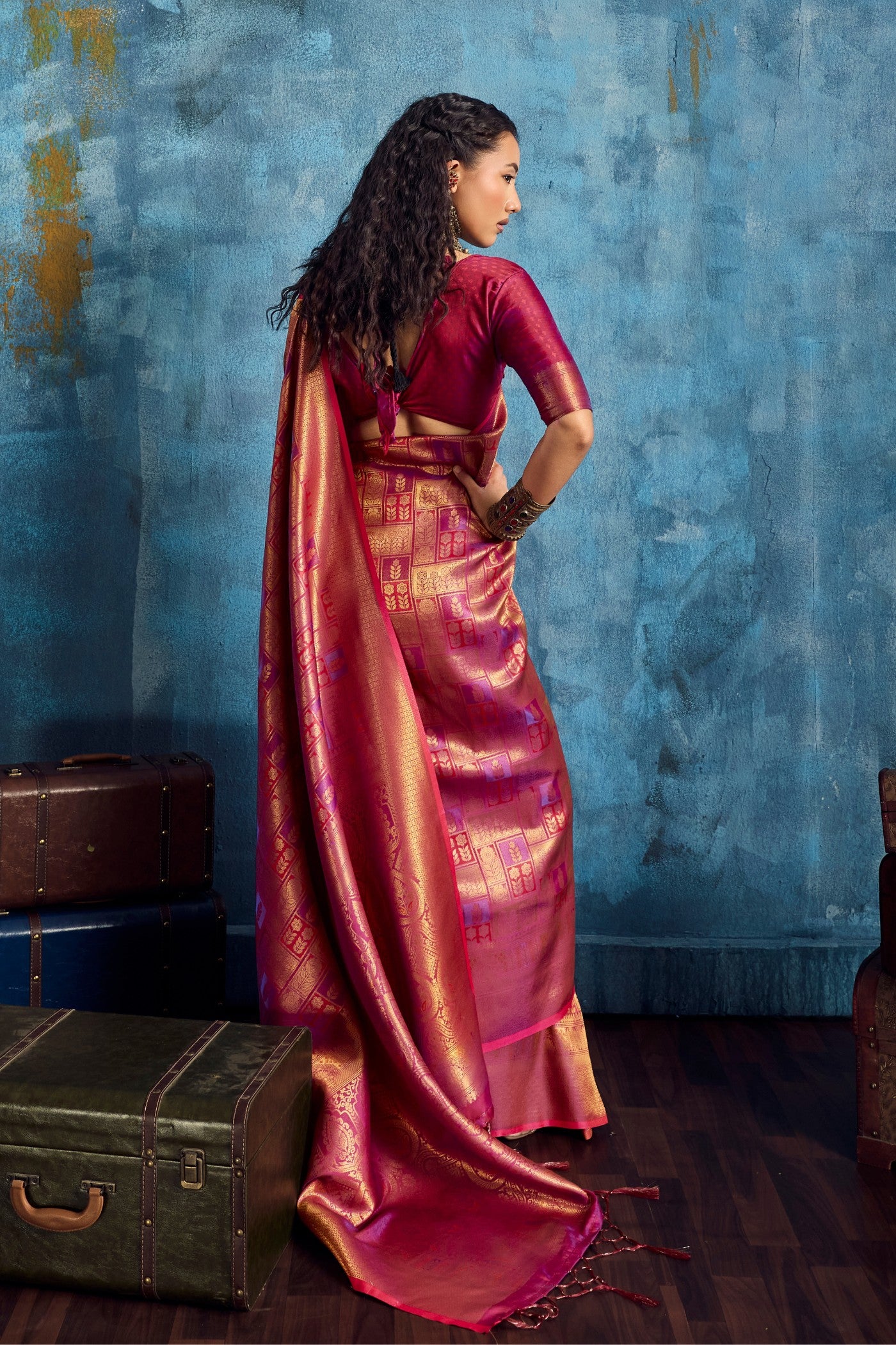 Buy MySilkLove Han Purple Kanjivaram Handloom Saree Online