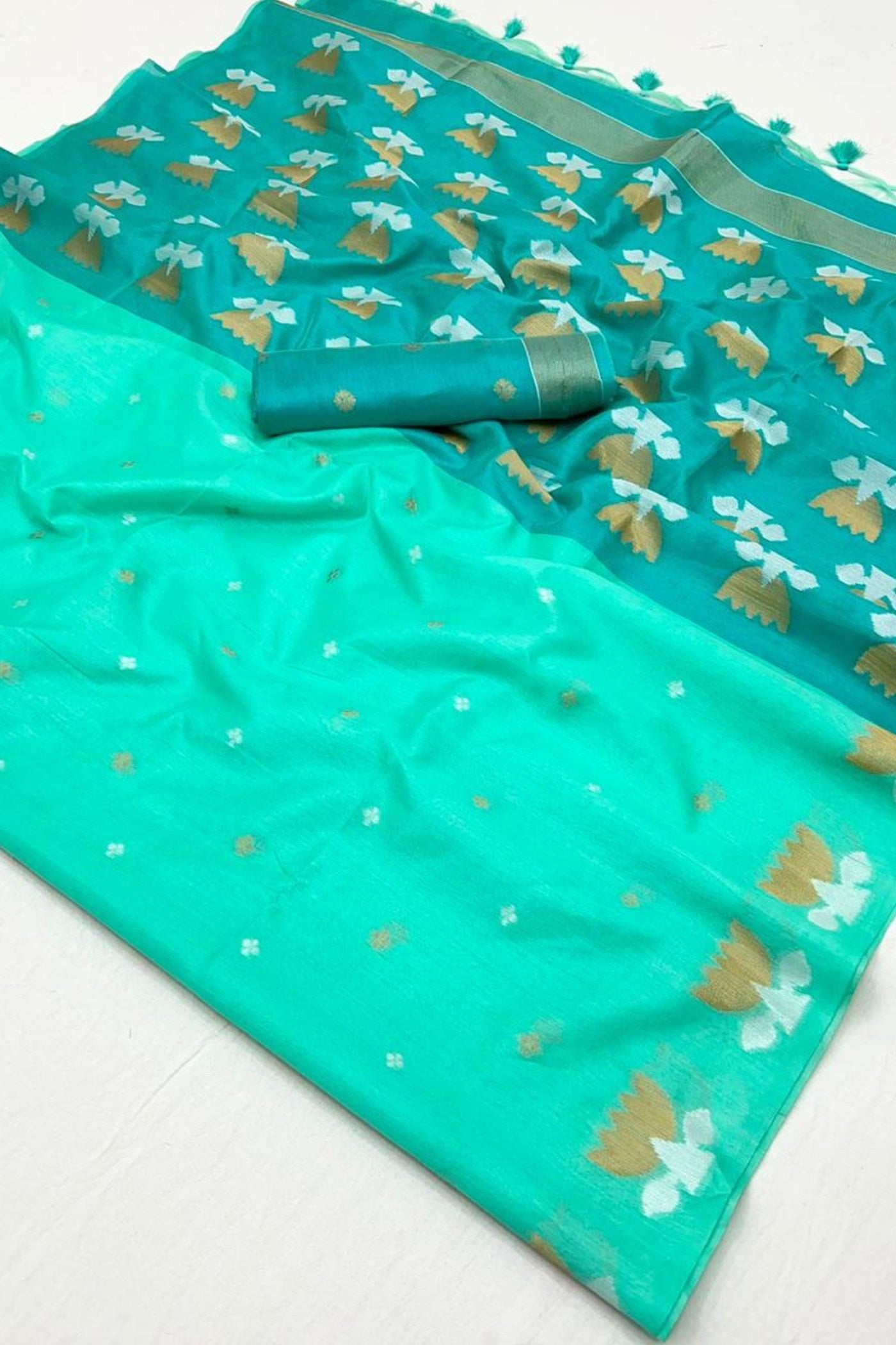 Buy MySilkLove Spring Green Tussar Handloom Silk Saree Online