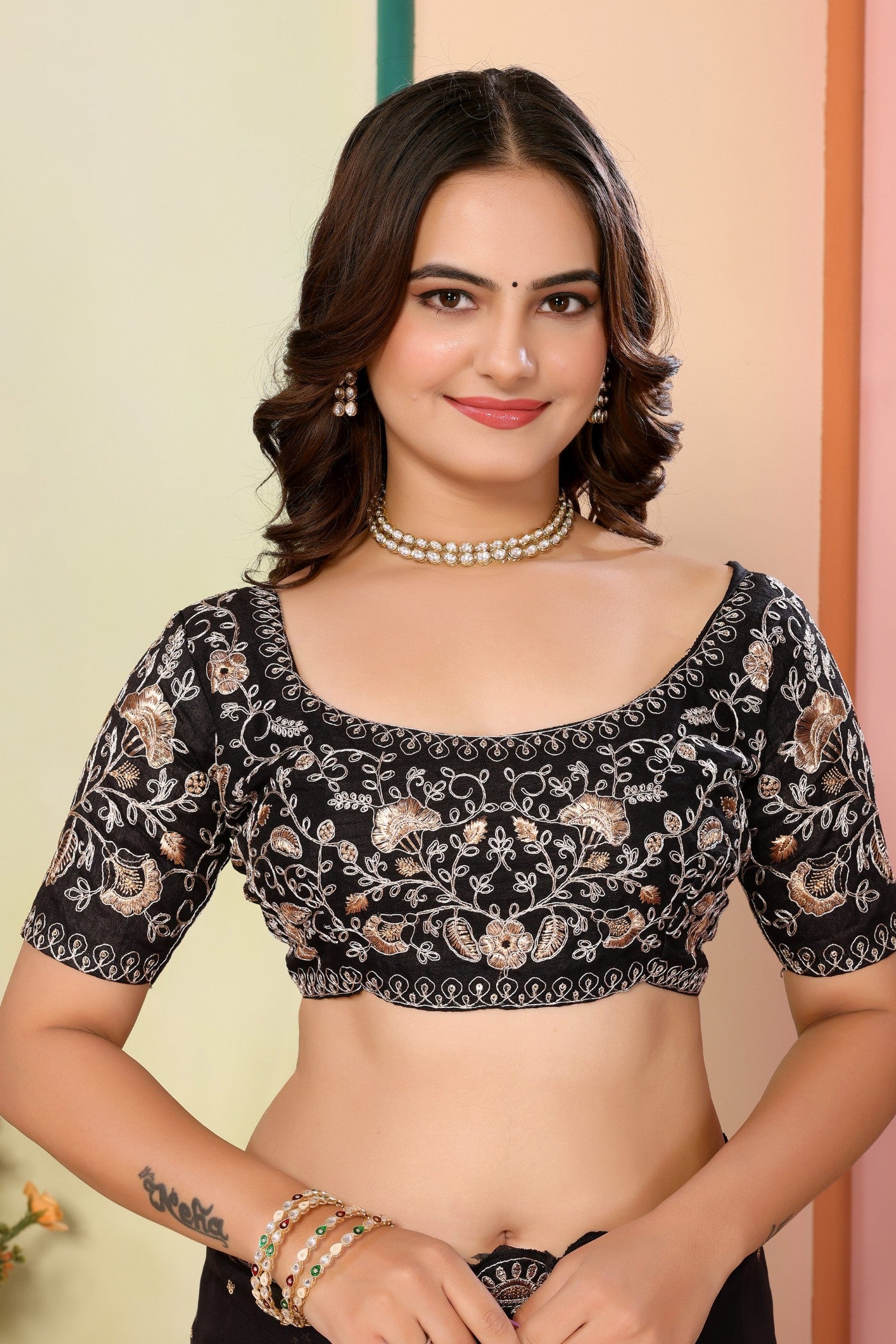 Buy MySilkLove Metal Black Organza Designer Partywear Saree Online
