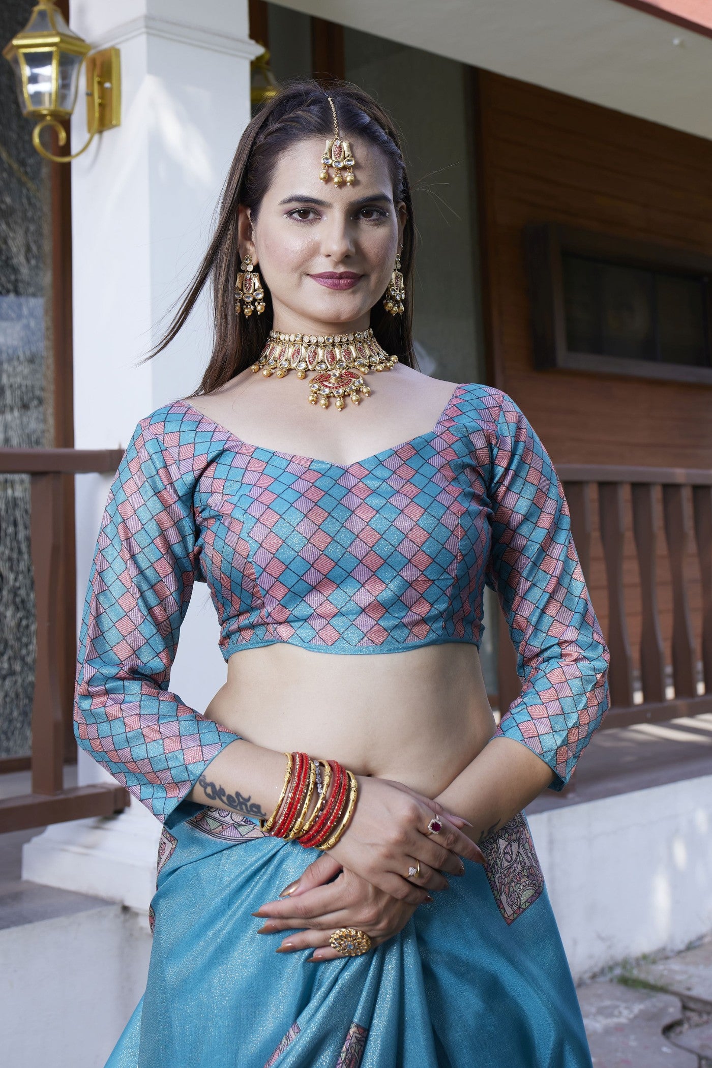 Buy MySilkLove Butterfly Blue Banarasi Digital Printed Saree Online