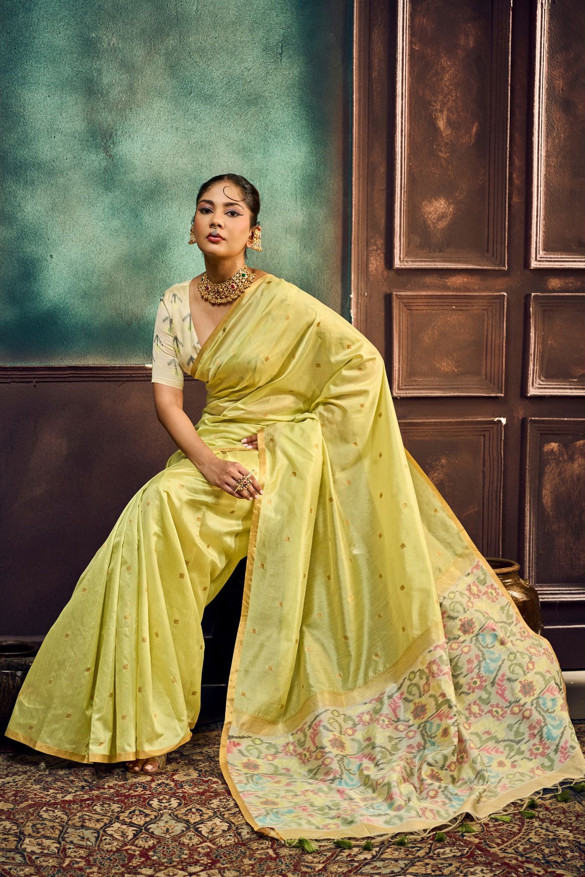Buy MySilkLove Basil Green Handloom Silk Saree Online