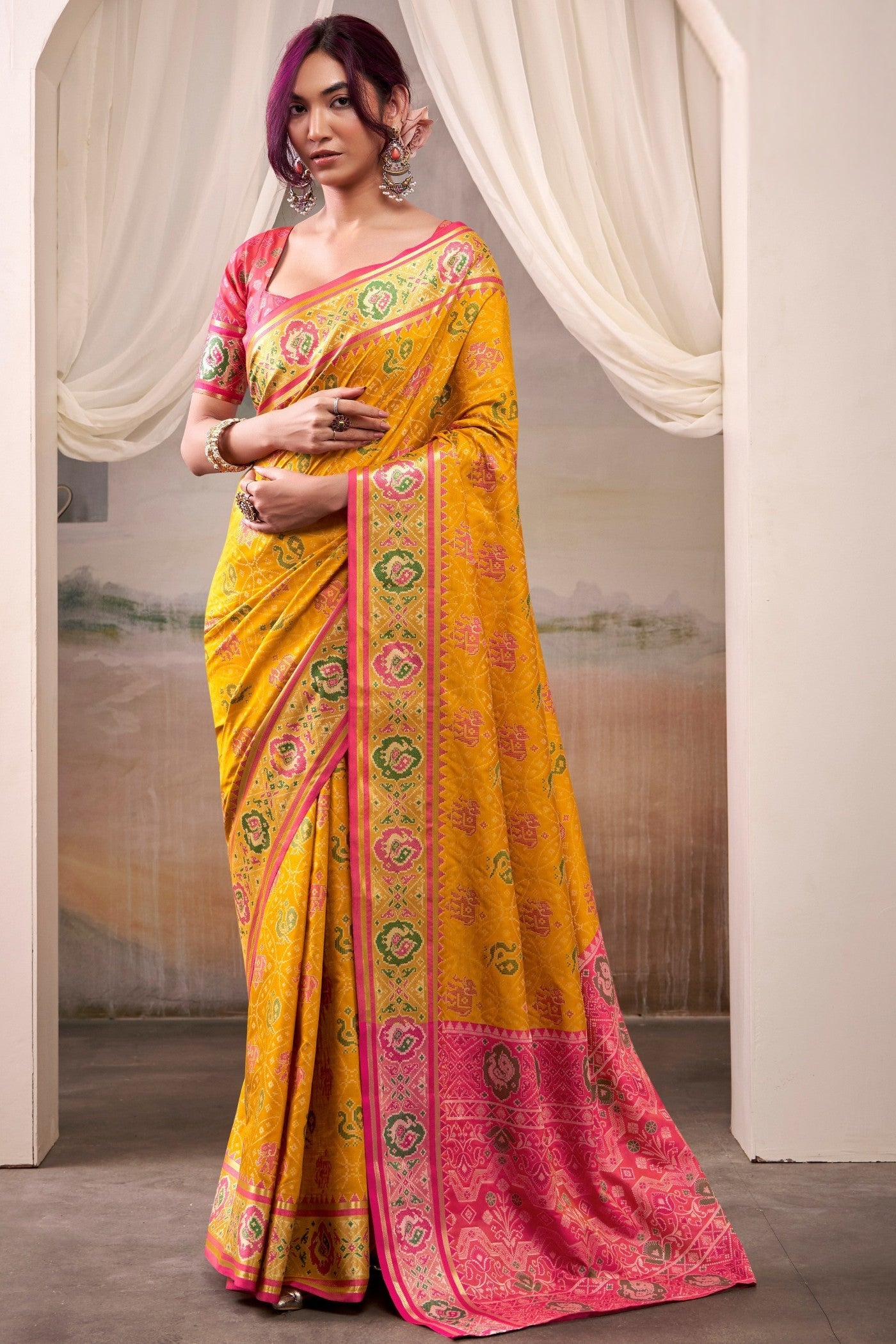Buy MySilkLove Rob Yellow Woven Patola Silk Saree Online