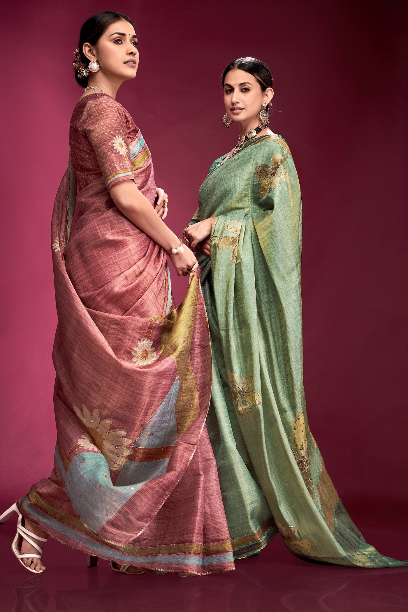 Buy MySilkLove Lotus Pink Woven Tussar Silk Saree Online