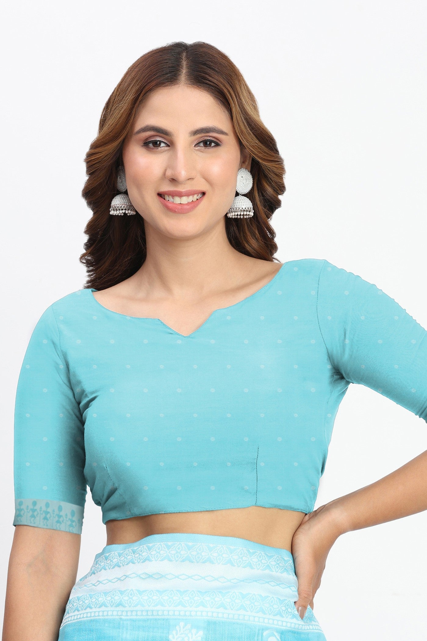 Buy MySilkLove Chathams Blue Woven Linen Cotton Saree Online