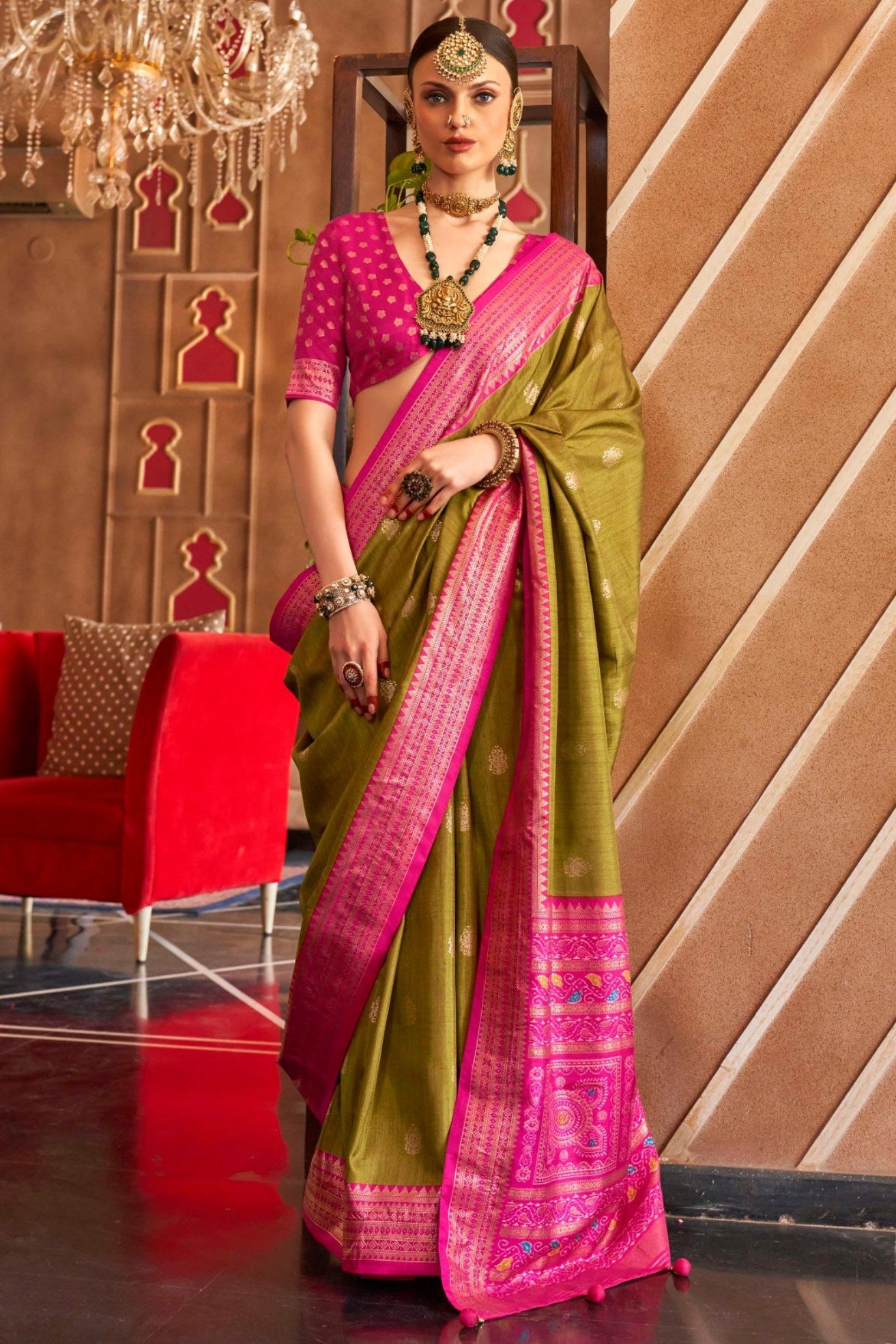 Buy MySilkLove Christi Green Printed Patola Saree Online