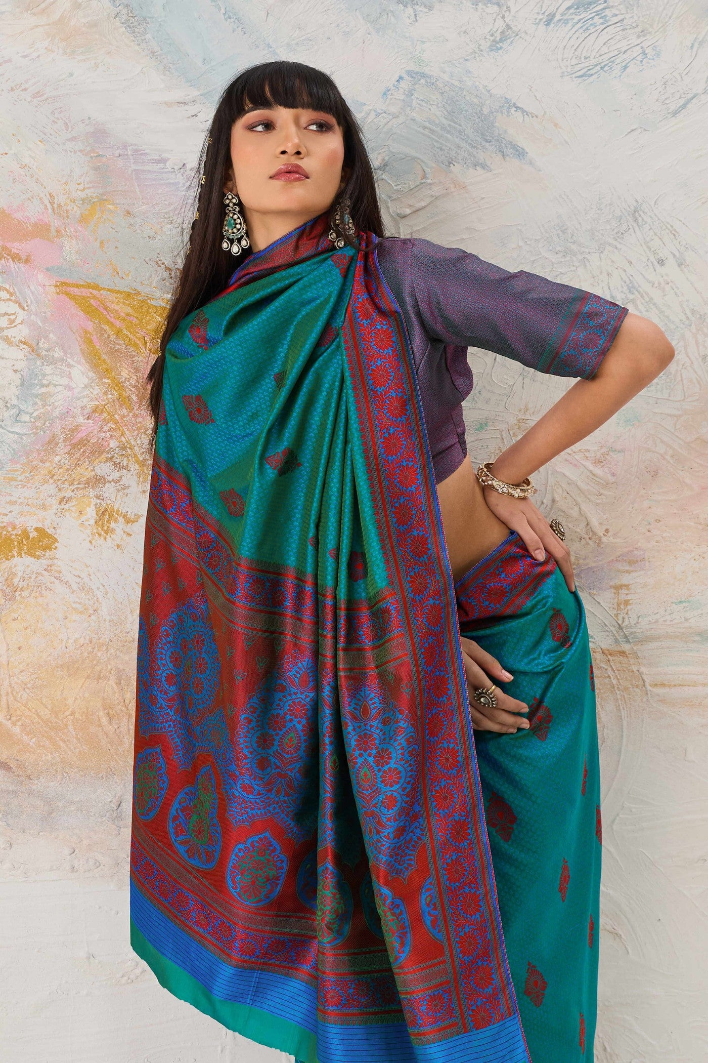 Buy MySilkLove Berkeley Blue Woven Tanchoi Kanjivaram Saree Online