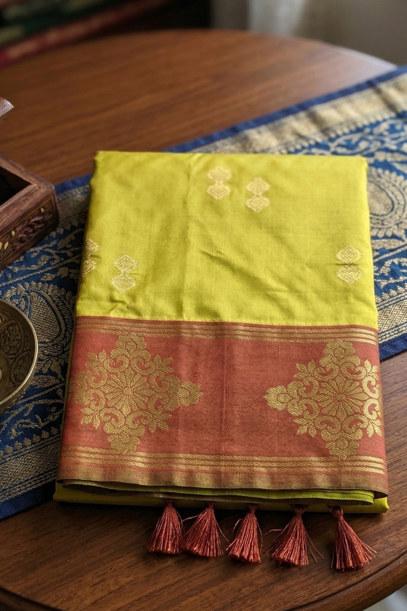 Buy MySilkLove Trombone Yellow Woven Banarasi Soft Silk Saree Online