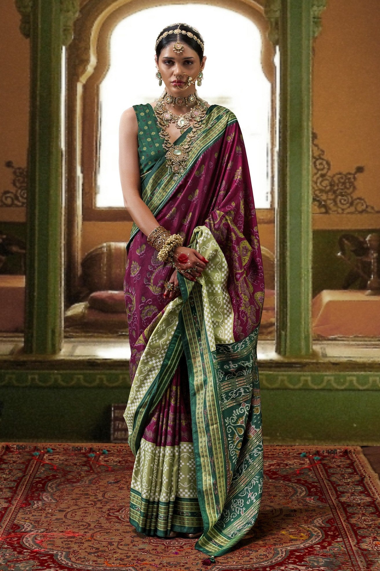 Buy MySilkLove Berry Purple Printed Patola Saree Online