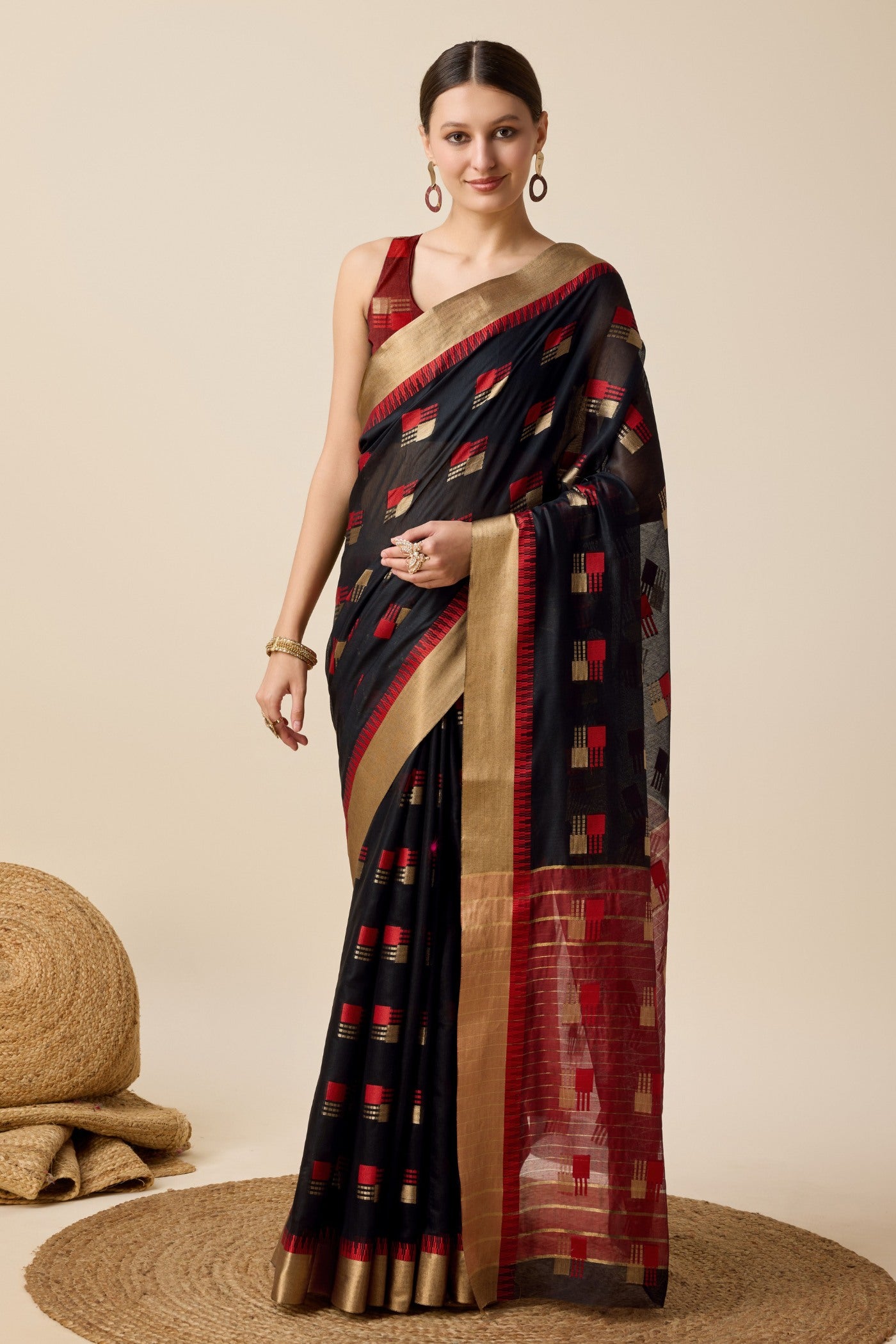 Buy MySilkLove Charcoal Black Cotton Soft Silk Saree Online