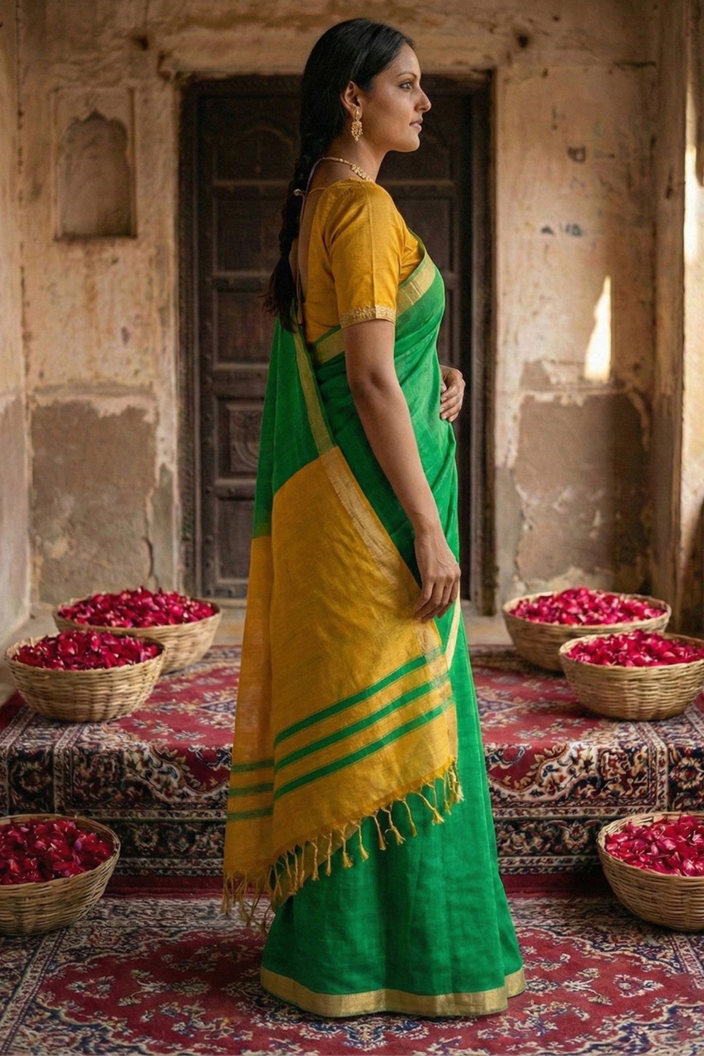 MySilkLove Basil Green Cotton Silk Saree