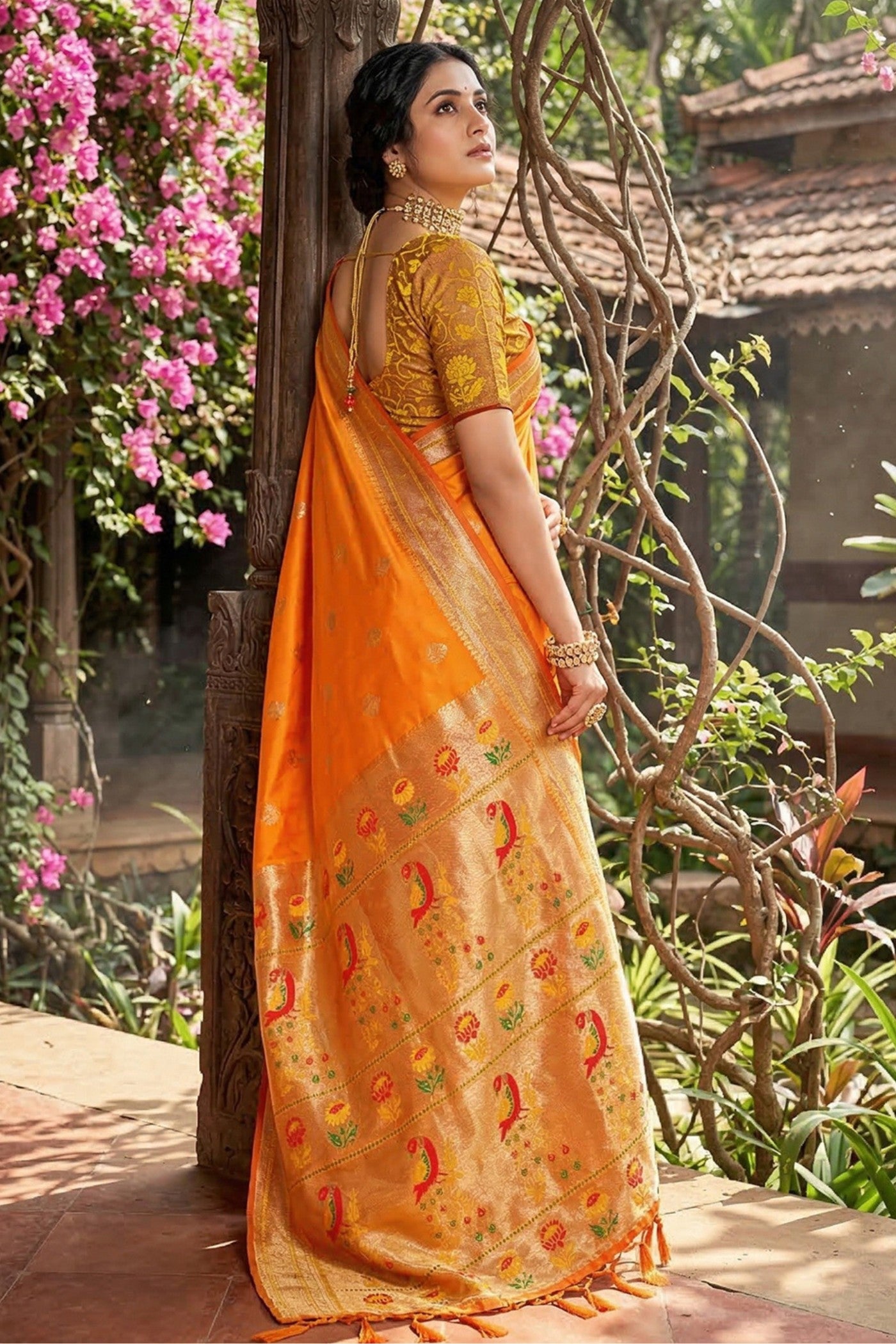 Buy MySilkLove Equator Yellow Zari Woven Paithani Saree Online