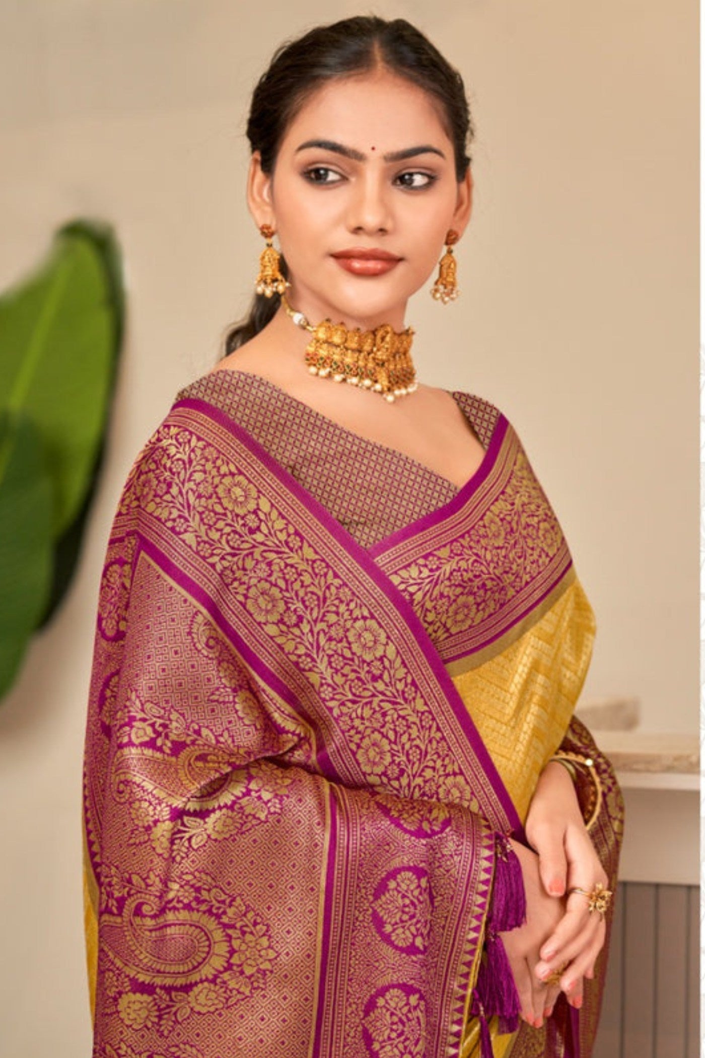 MySilkLove Turmeric Yellow Zari Woven Kanjivaram Saree