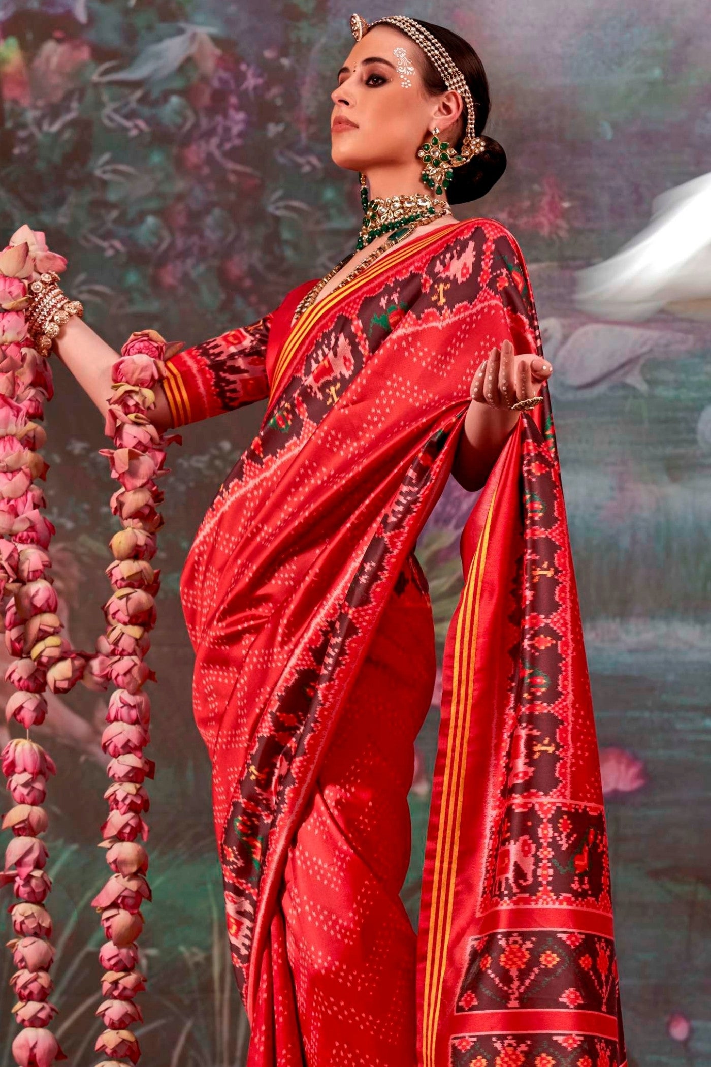 Buy MySilkLove Chilli Red Printed Patola Saree Online