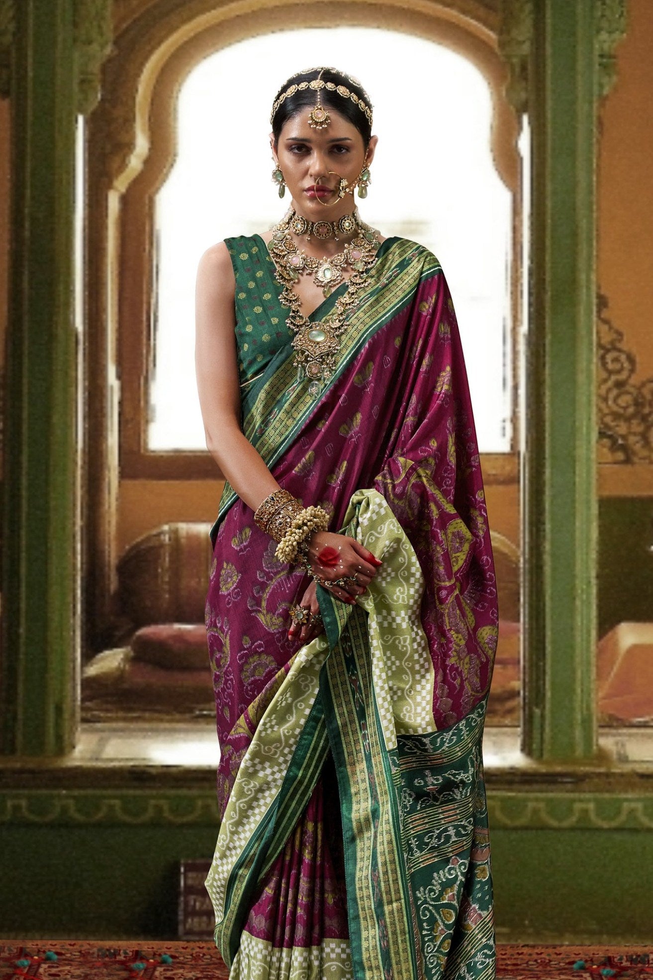 Buy MySilkLove Berry Purple Printed Patola Saree Online