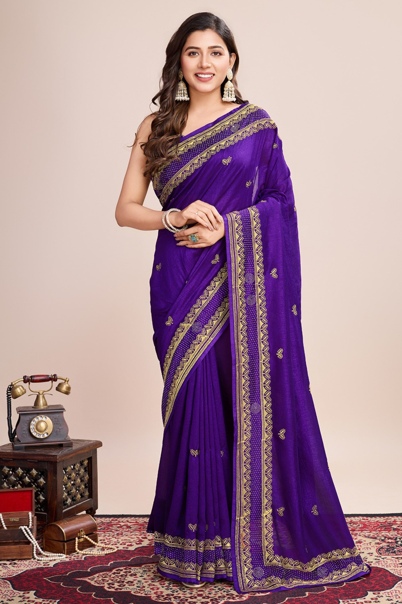 Buy MySilkLove Jamun Purple Designer Partywear Saree Online