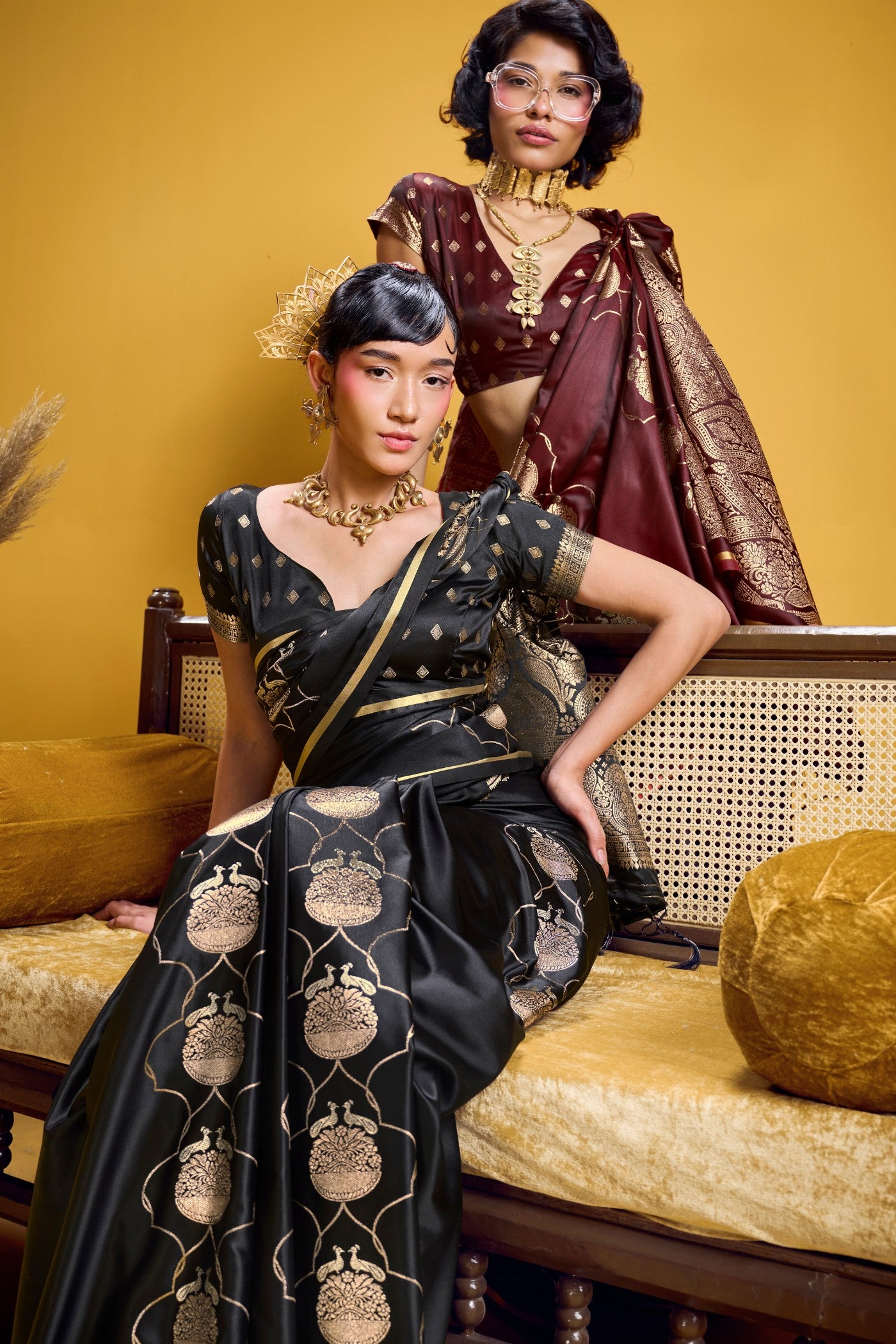 Buy MySilkLove Rich Brown Handloom Satin Silk Saree Online