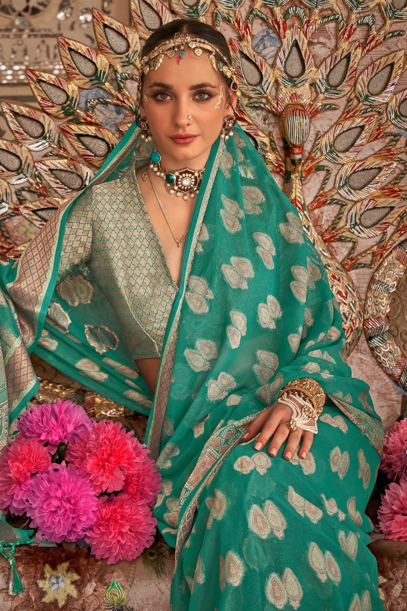 Exclusive Beautiful Georgette Sarees with Zari woven Saris on Sale good /24.09.22