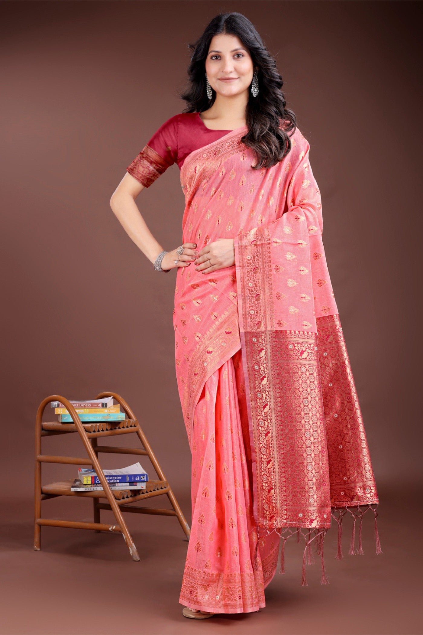 Buy MySilkLove Lotus Pink Linen Cotton Saree Online