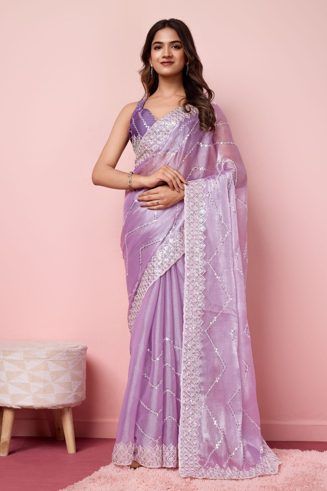 Buy MySilkLove Early Bird Purple Designer Partywear Saree Online