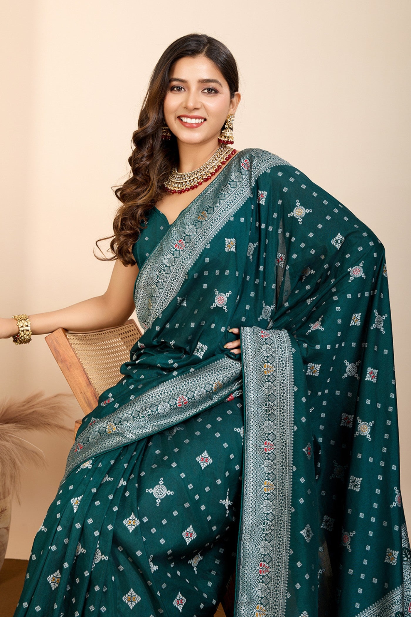 MySilkLove Bottle Green Woven Banarasi Saree