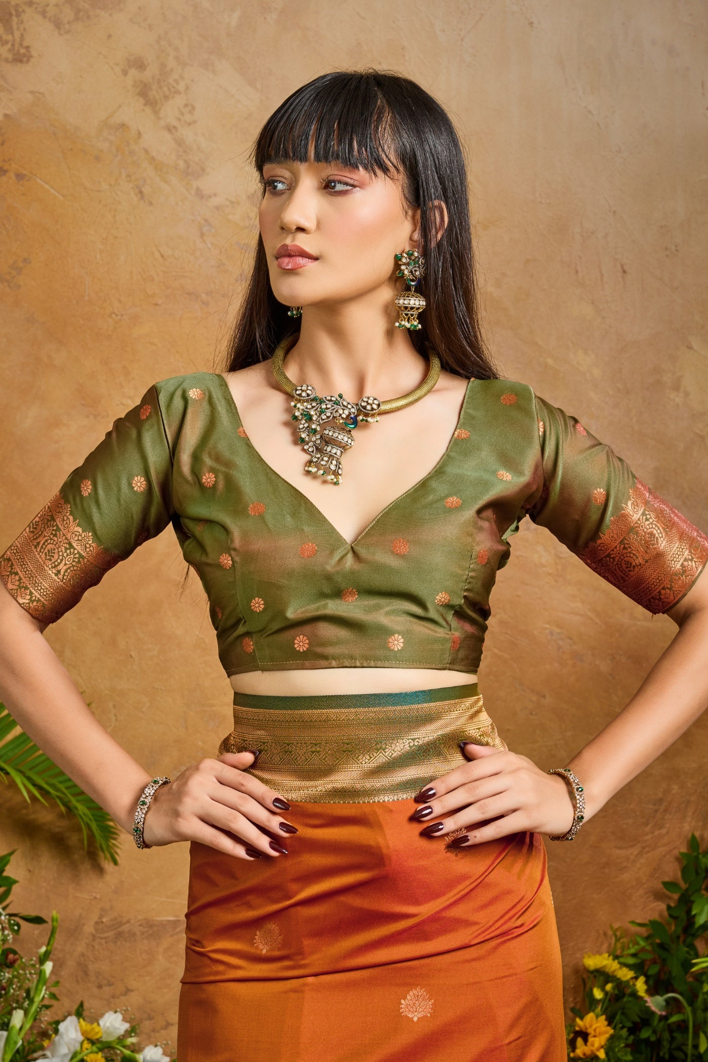 Buy MySilkLove Pumpkin Orange Banarasi Handloom Pichwai Saree Online