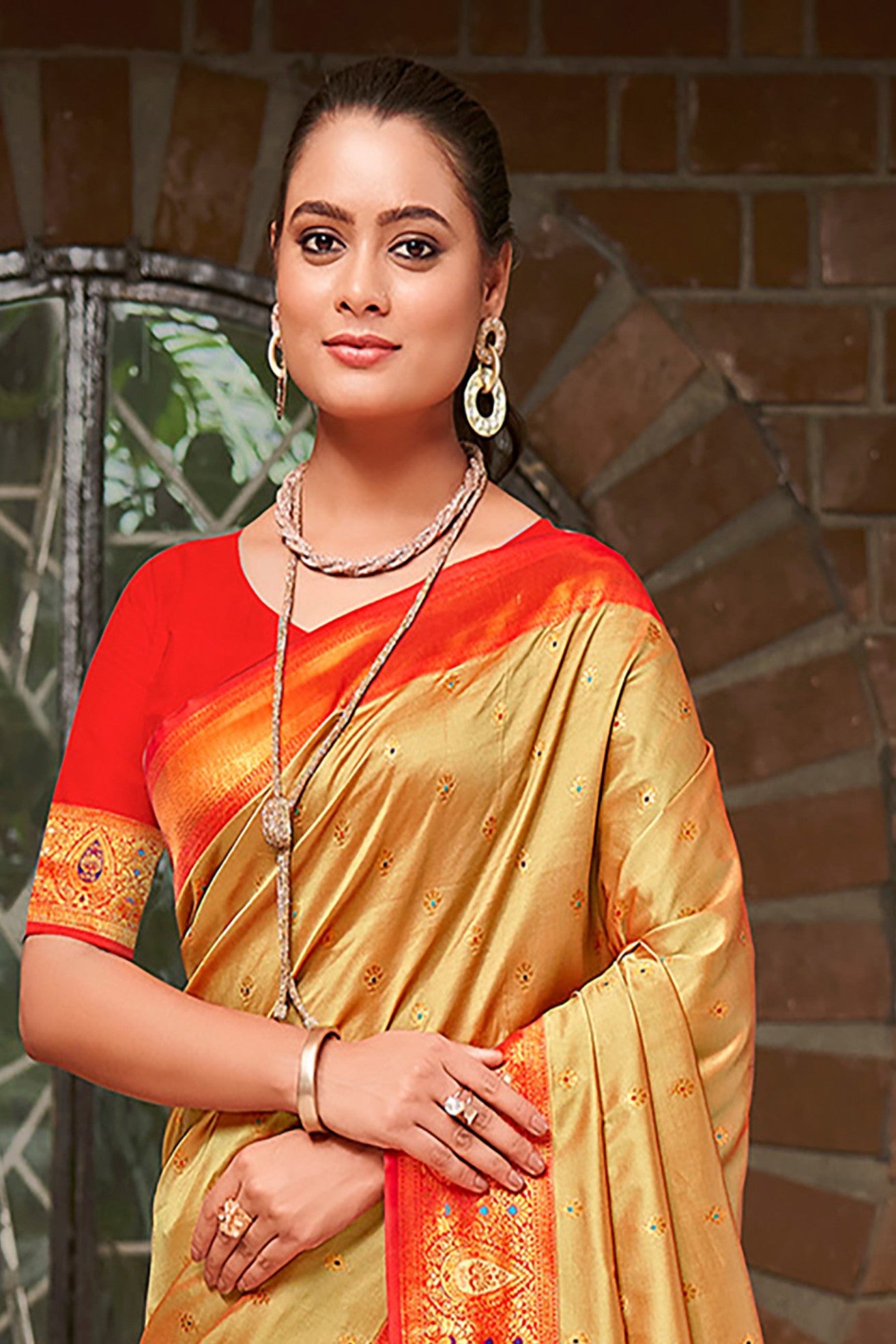 MySilkLove Rajah Gold and Red Woven Banarasi Saree