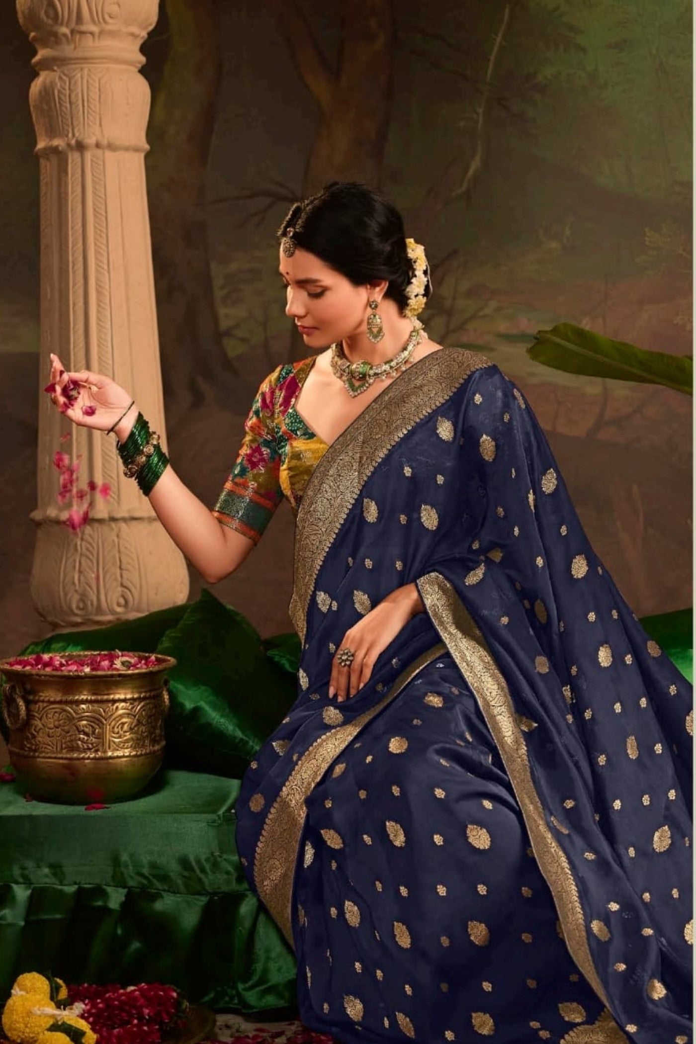 Buy MySilkLove Charade Blue Designer Banarasi Dola Silk Saree Online