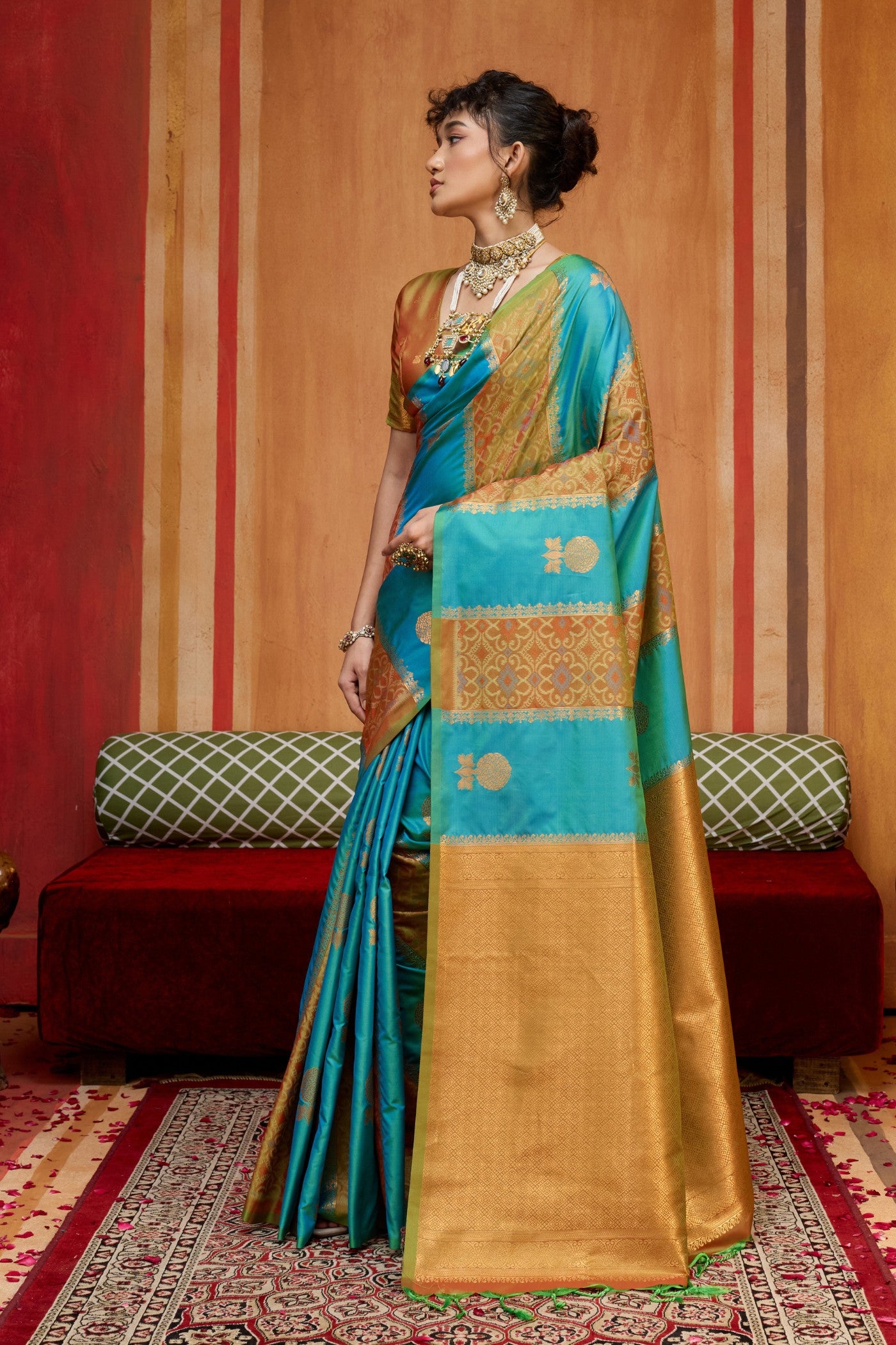 Buy MySilkLove Bluebonnet Banarasi Handloom Patola Saree Online