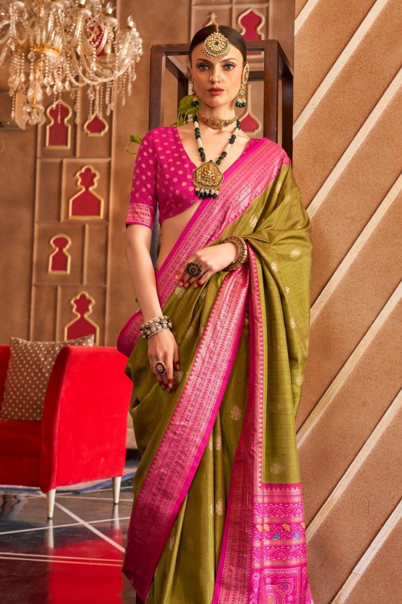 Buy MySilkLove Christi Green Printed Patola Saree Online