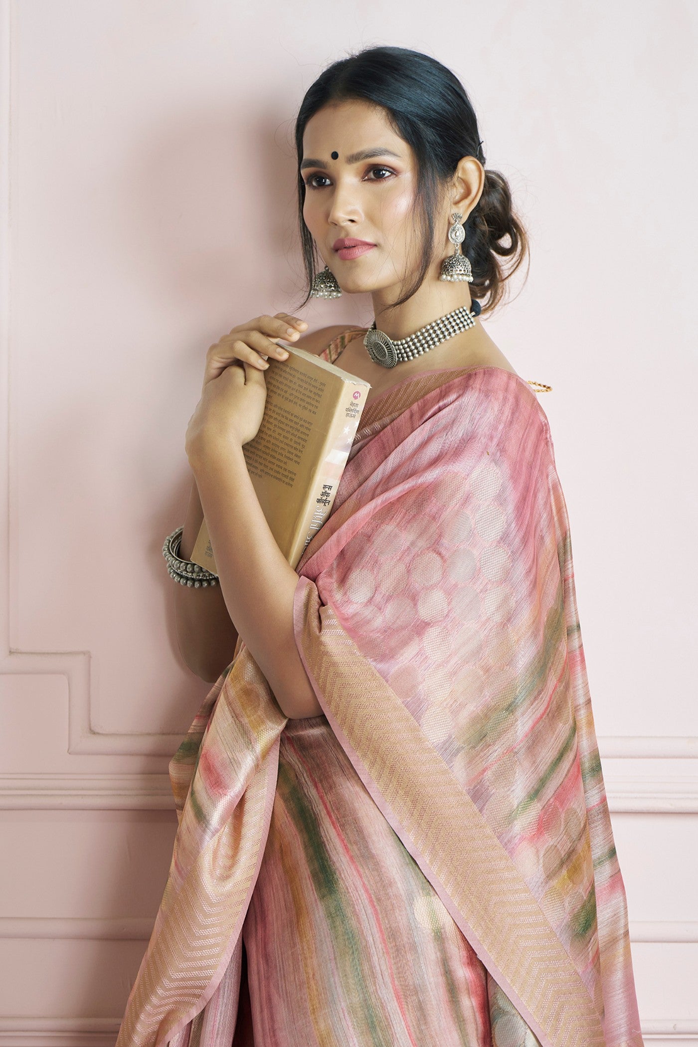 Buy MySilkLove Rodeo Dust Pink Handloom Khadi Silk Saree Online