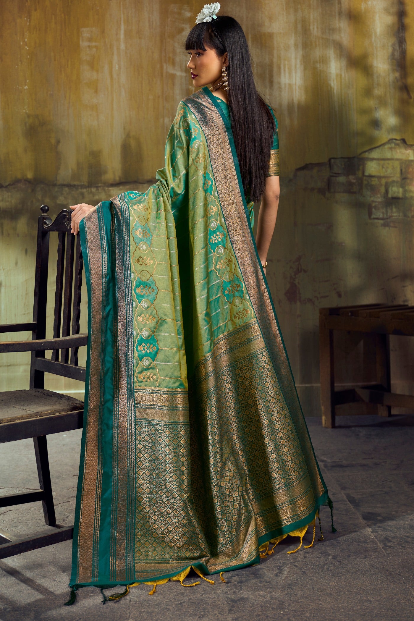 Buy MySilkLove Parrot Green Pochampally Handloom Saree Online