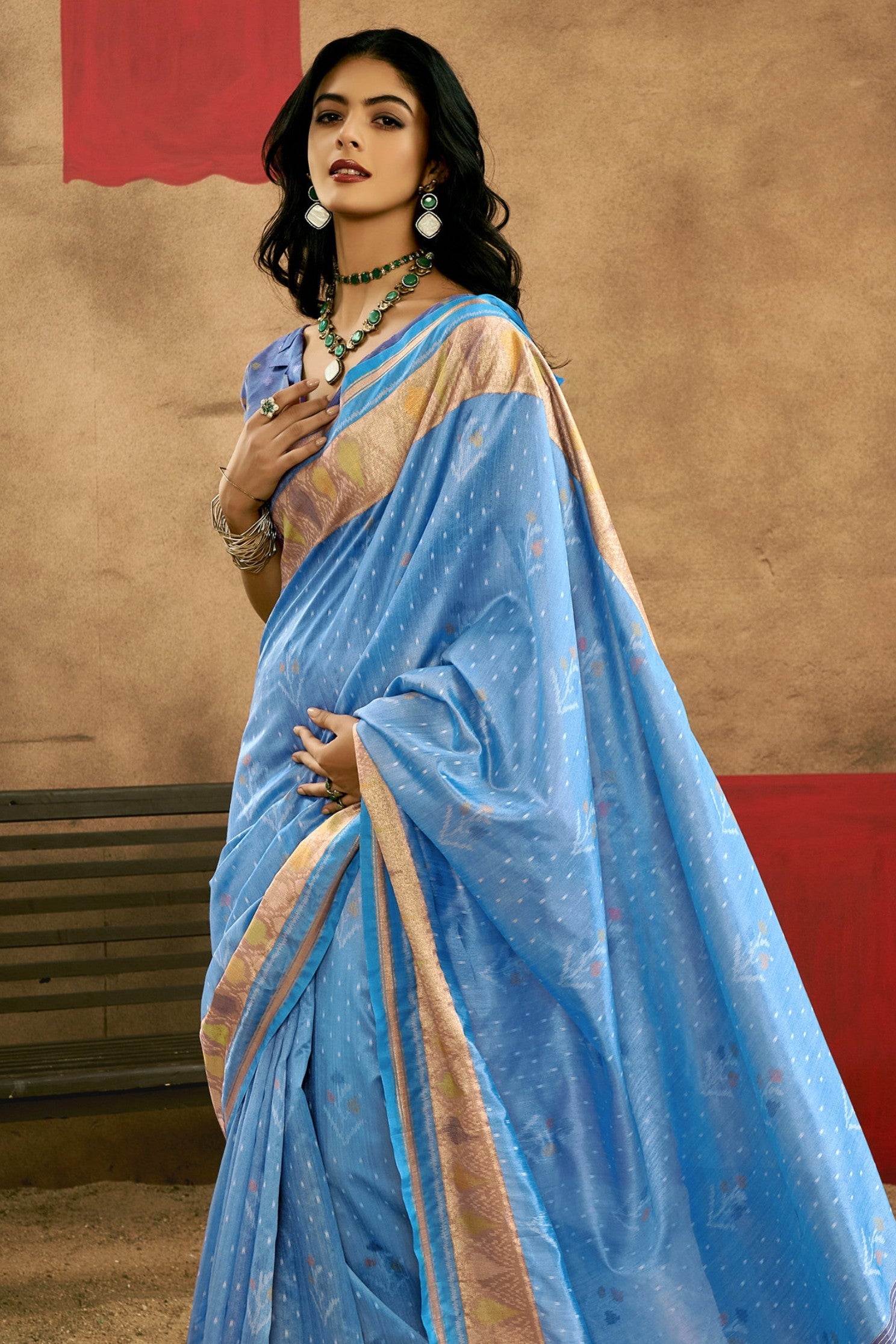 Buy MySilkLove Kashmir Blue Patola Handloom Saree Online