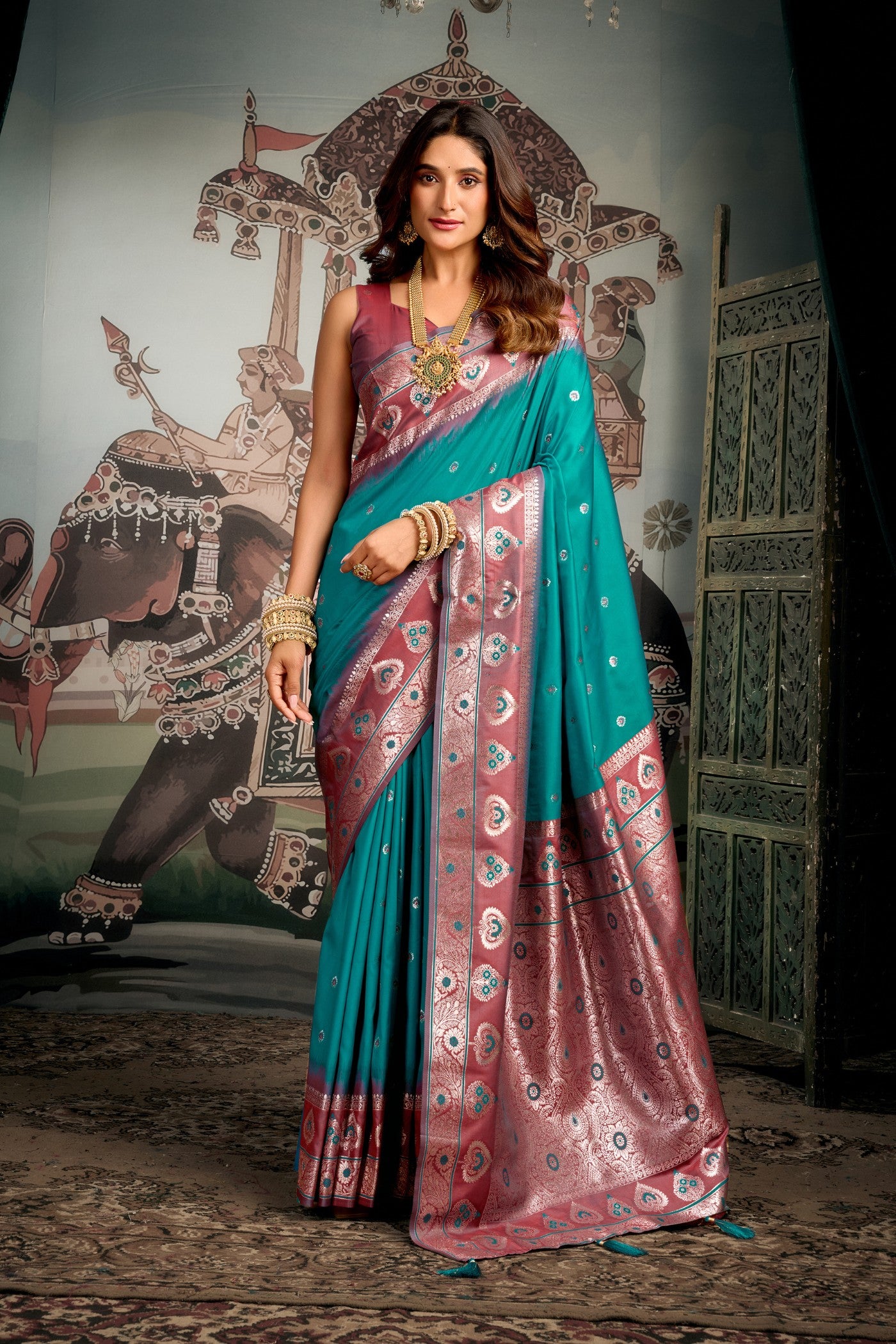 Buy MySilkLove Wild Blue Banarasi Soft Silk Saree Online